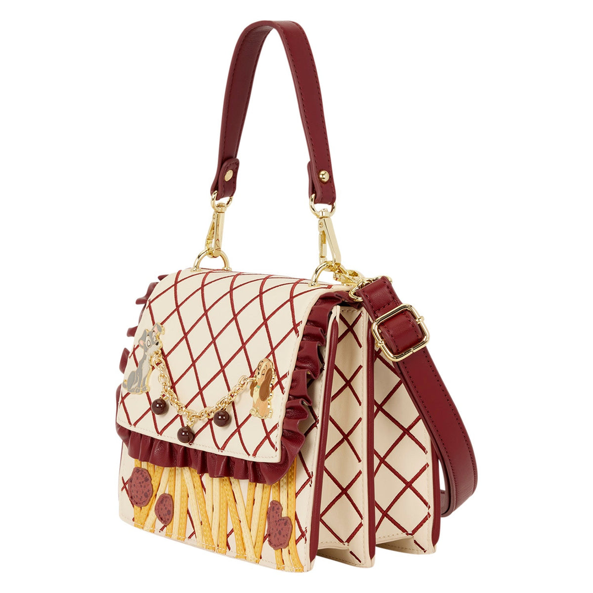 Loungefly x Disney Lady & the Tramp Spaghetti Dinner Charm Crossbody Bag - GeekCore