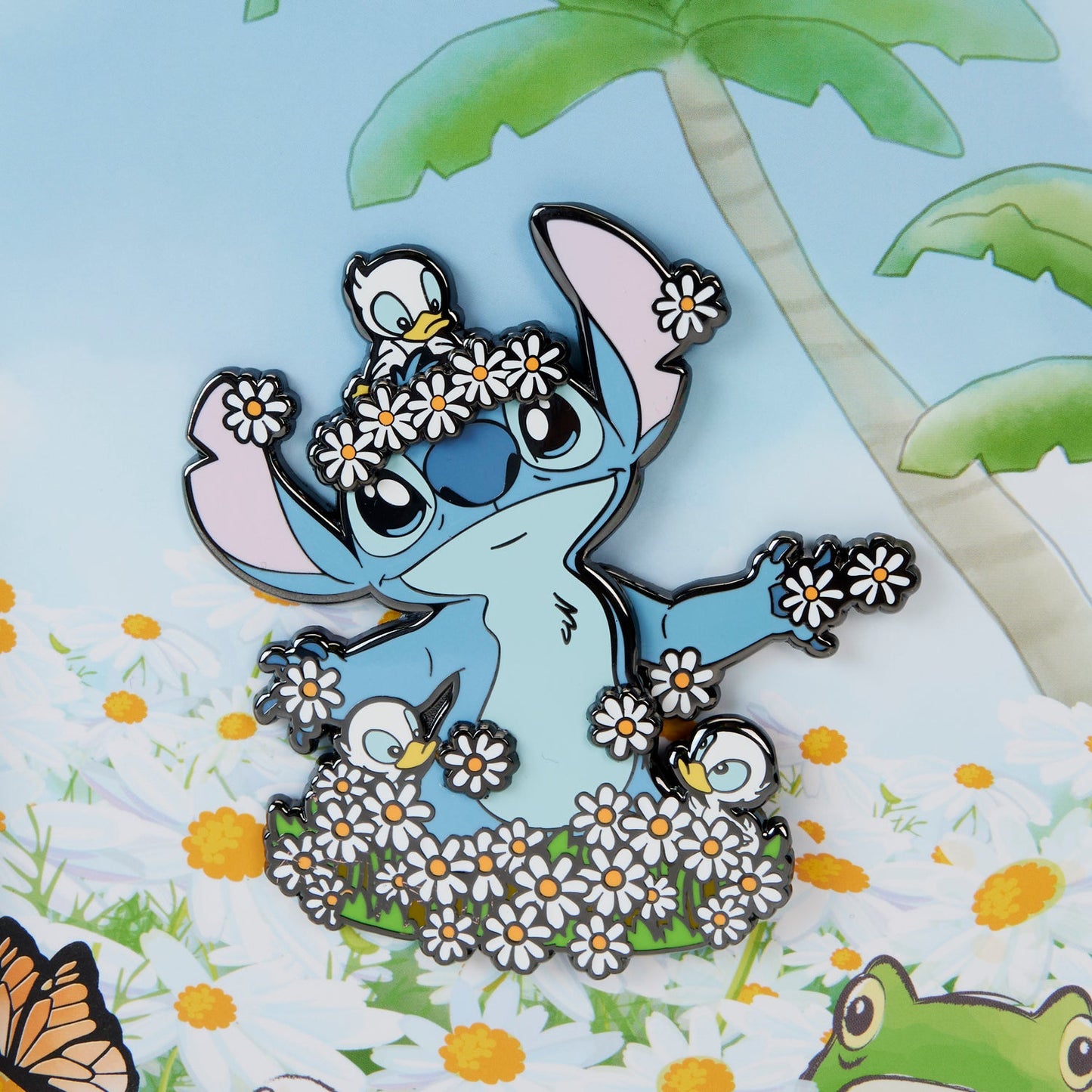 Loungefly x Disney Lilo and Stitch Springtime Stitch 3 Inch Sliding Pin - GeekCore