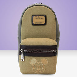 Loungefly x Disney Mickey And Friends Faux Leather And Canvas Water Bottle Crossbody Bag - GeekCore