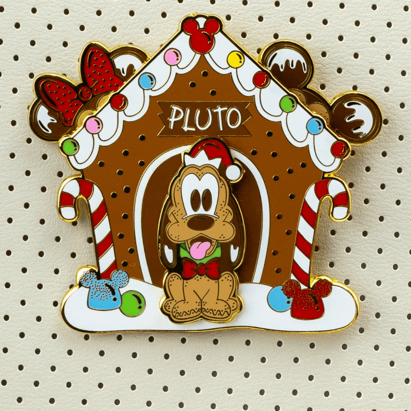 Loungefly x Disney Mickey and Friends Gingerbread Pluto House Sliding Pin - GeekCore