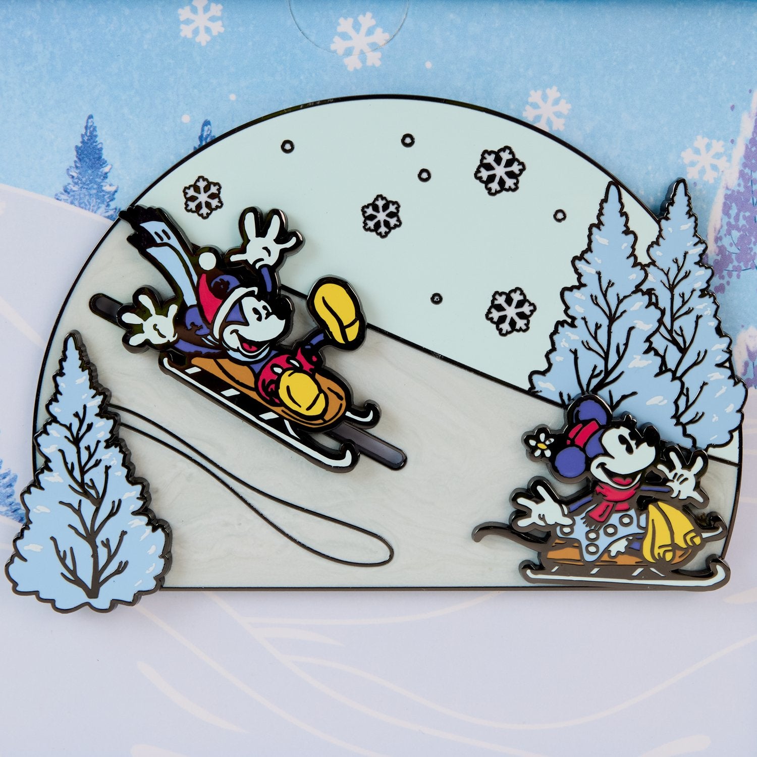Loungefly x Disney Mickey And Friends Winter Wonderland Sliding 3" Collectors Pin - GeekCore