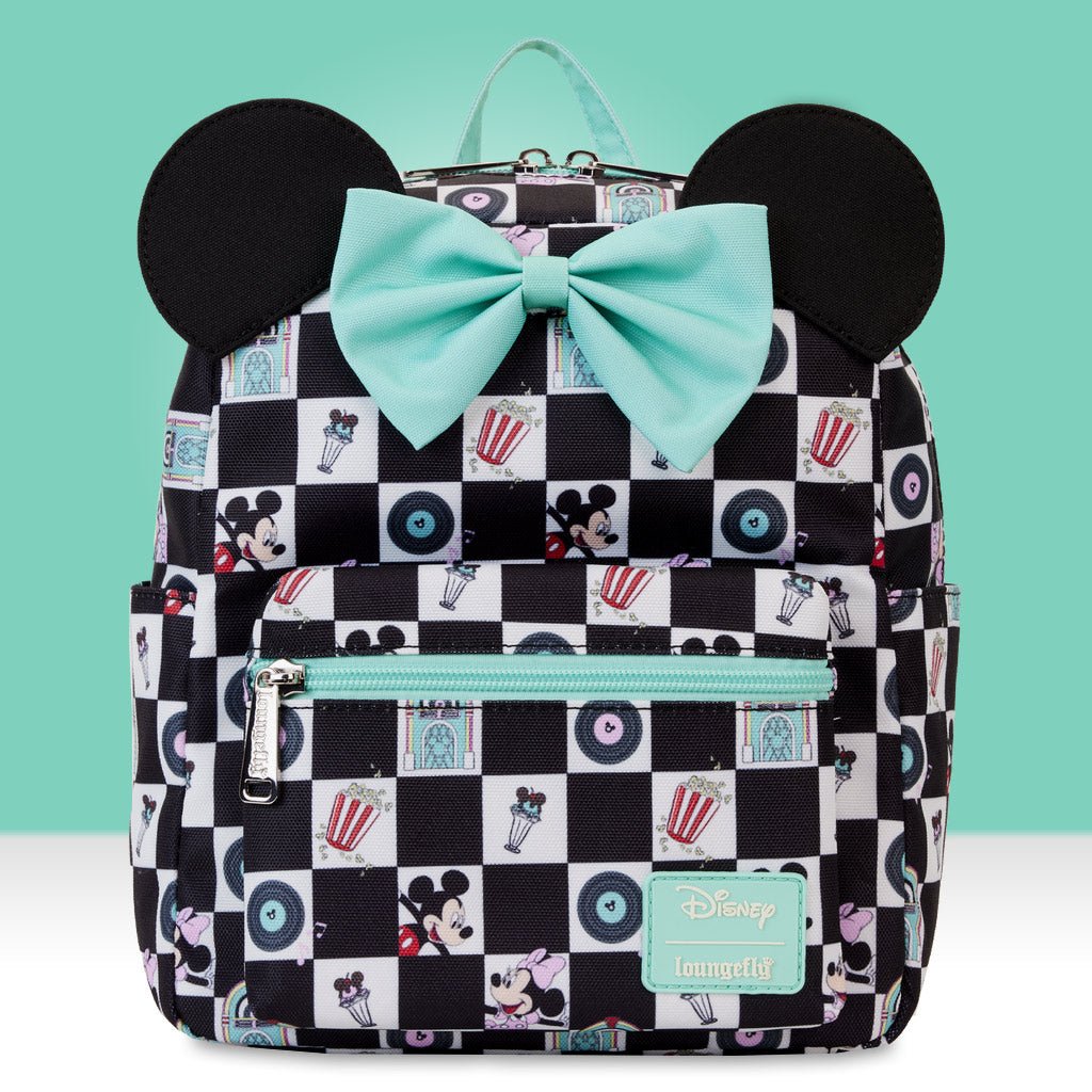 Loungefly X Disney Mickey And Minnie Date Night Diner AOP Mini Backpack - GeekCore