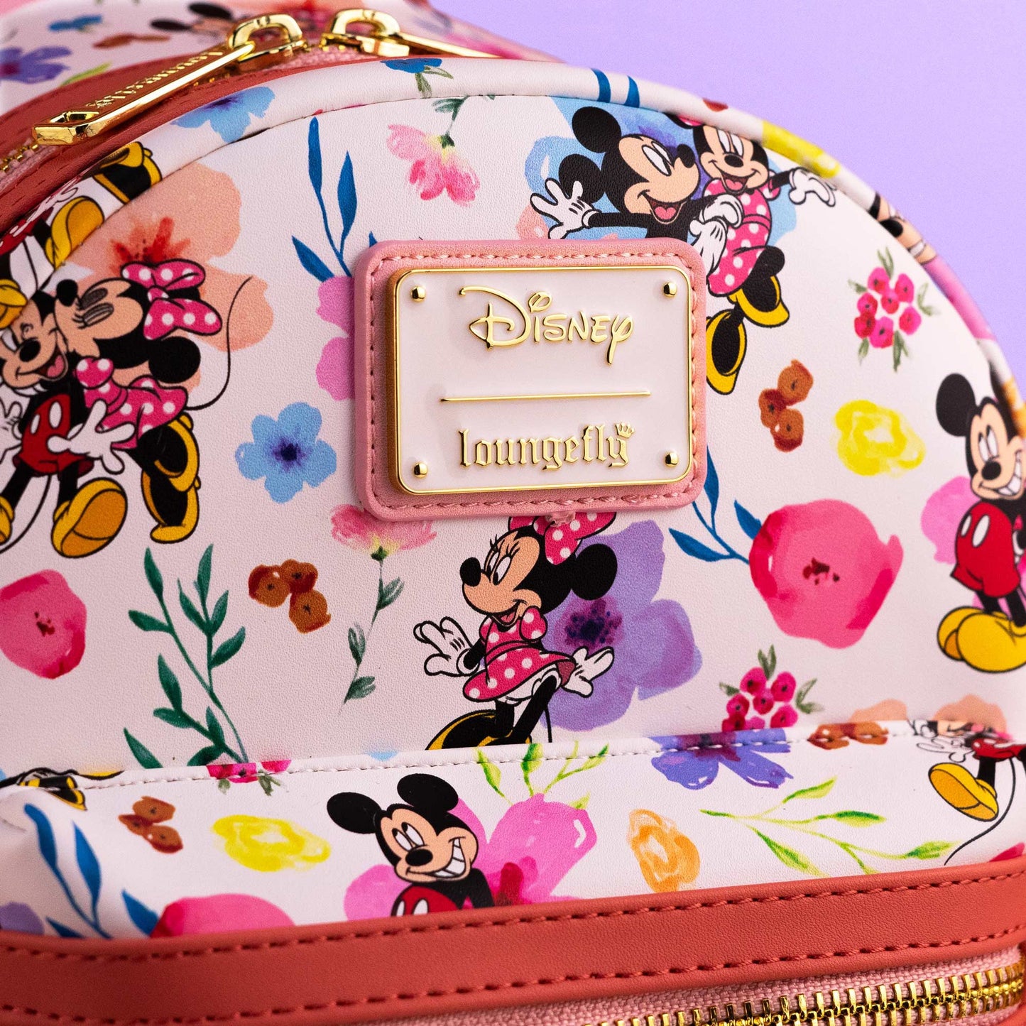 Loungefly x Disney Mickey and Minnie Floral Print Mini Backpack - GeekCore