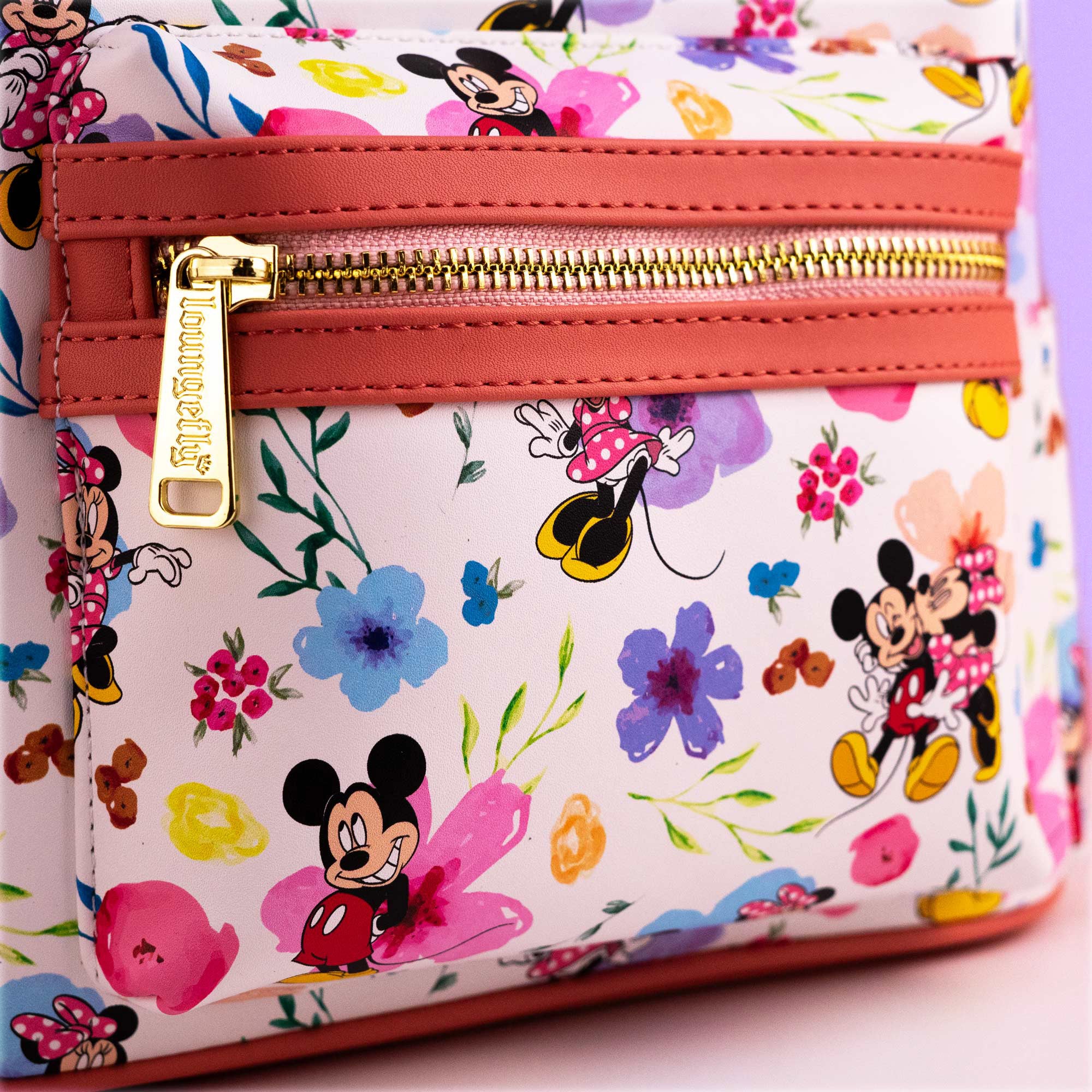 Loungefly x Disney Mickey and Minnie Floral Print Mini Backpack - GeekCore