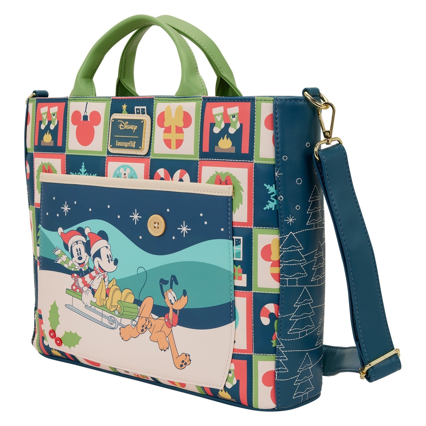 Loungefly x Disney Mickey and Minnie Holiday Convertible Tote Bag - GeekCore