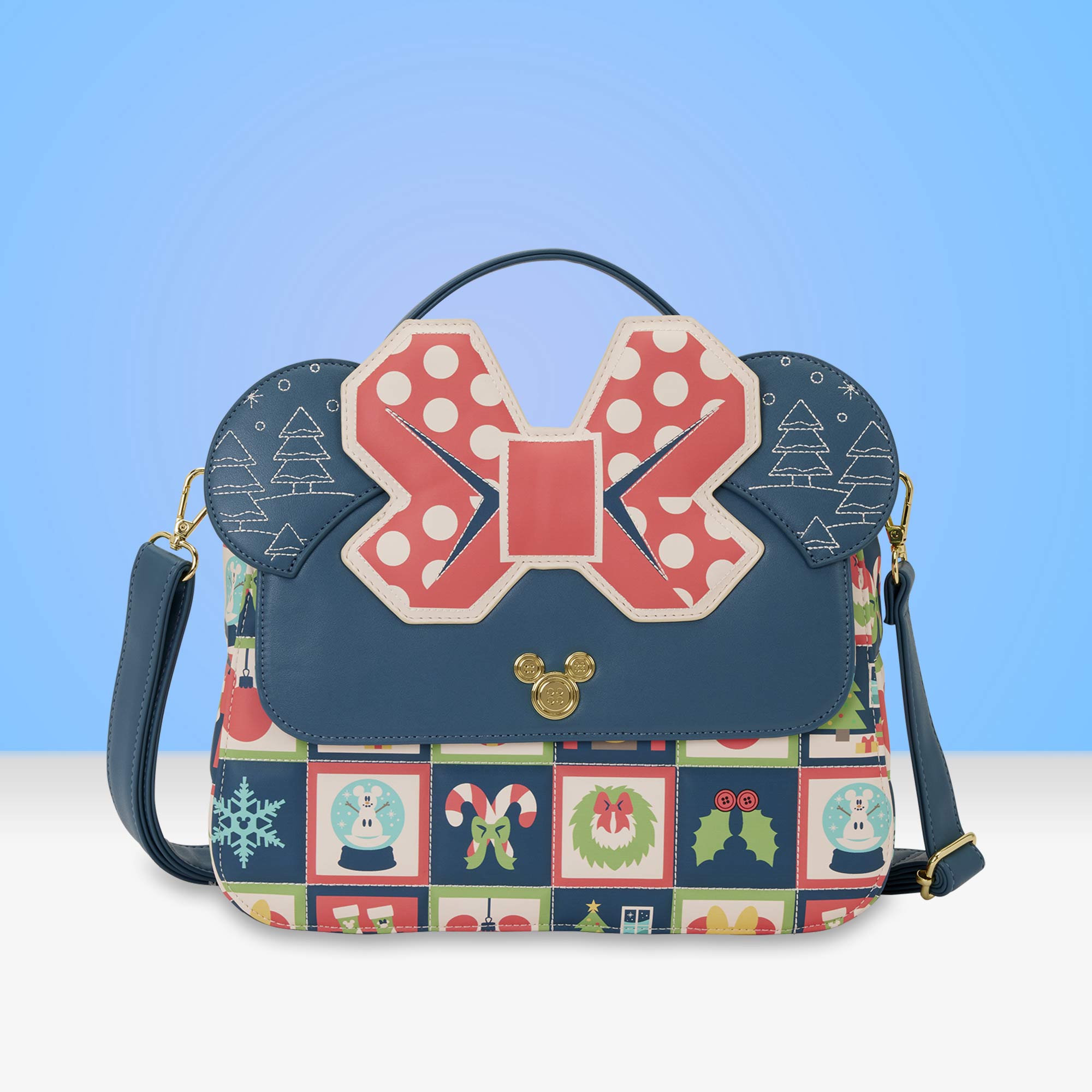 Loungefly x Disney Mickey and Minnie Holiday Crossbody Bag - GeekCore