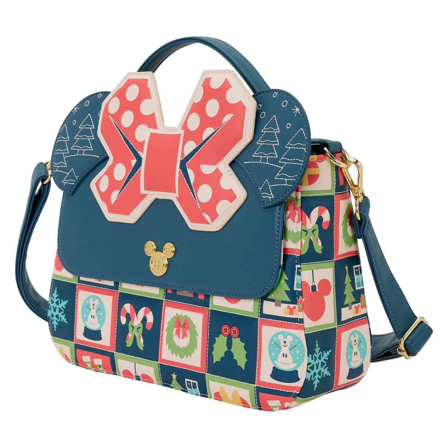 Loungefly x Disney Mickey and Minnie Holiday Crossbody Bag - GeekCore
