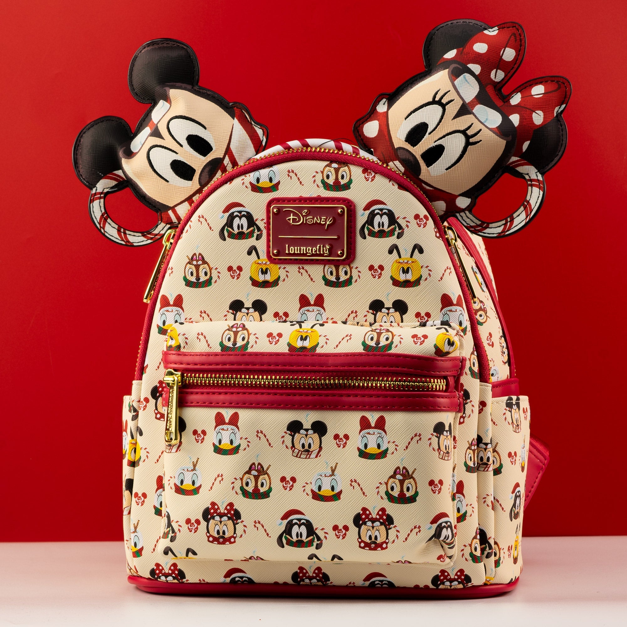 Loungefly x Disney Mickey and Minnie Hot Cocoa AOP Mini Backpack with Headband Combo - GeekCore