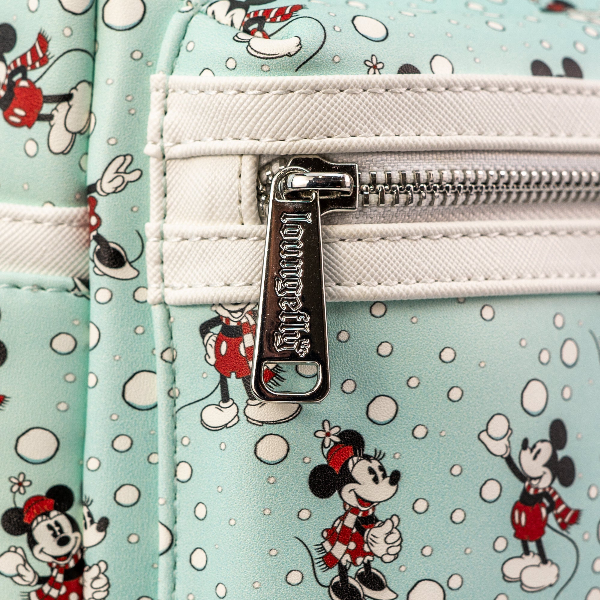 Loungefly x Disney Mickey and Minnie Mouse Snowball AOP Mini Backpack - GeekCore