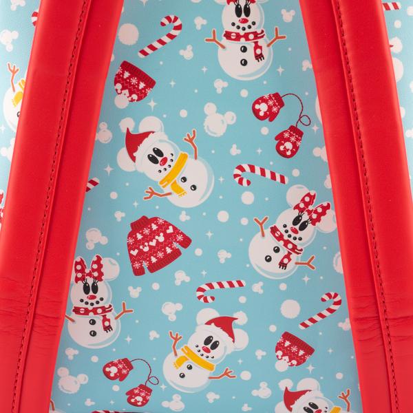 Loungefly x Disney Mickey and Minnie Mouse Snowman Print Mini Backpack and Headband Set - GeekCore