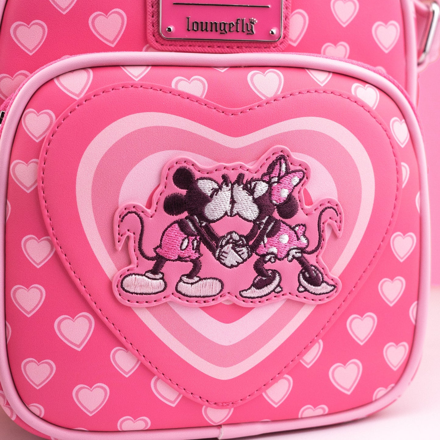 Loungefly x Disney Mickey and Minnie Pink Valentines Crossbody - GeekCore