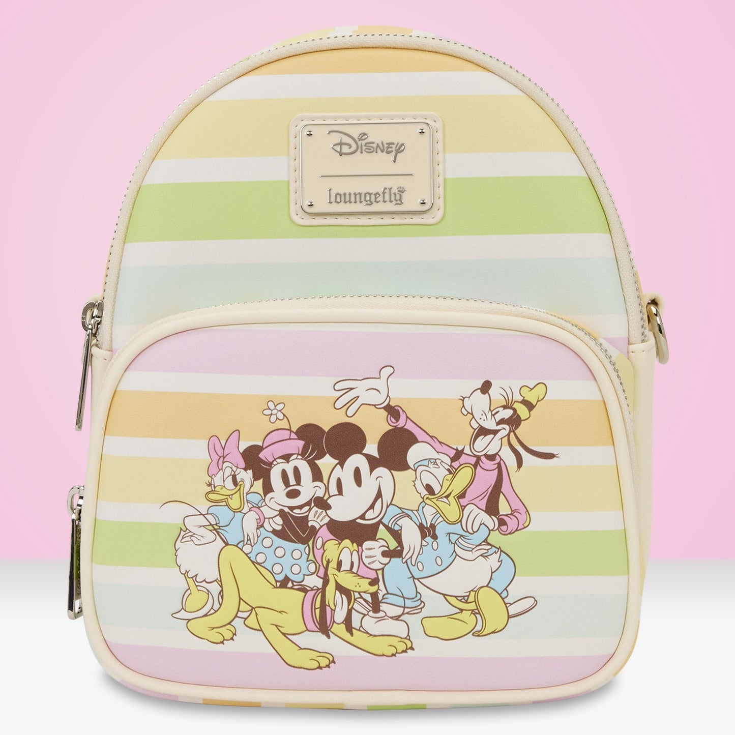 Loungefly x Disney Mickey & Friends Rainbow Stripes Convertible Mini Backpack - GeekCore