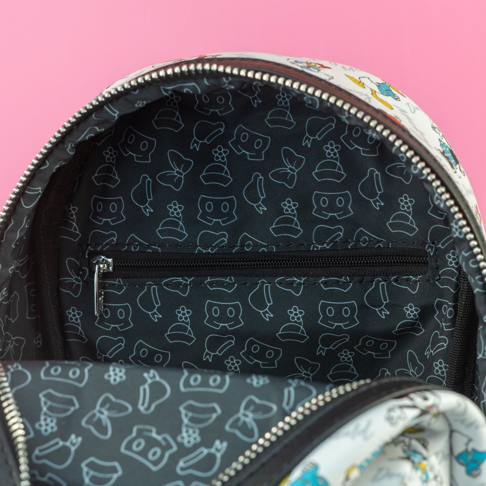 Loungefly x Disney Mickey, Minnie, Donald and Daisy AOP Mini Backpack - GeekCore