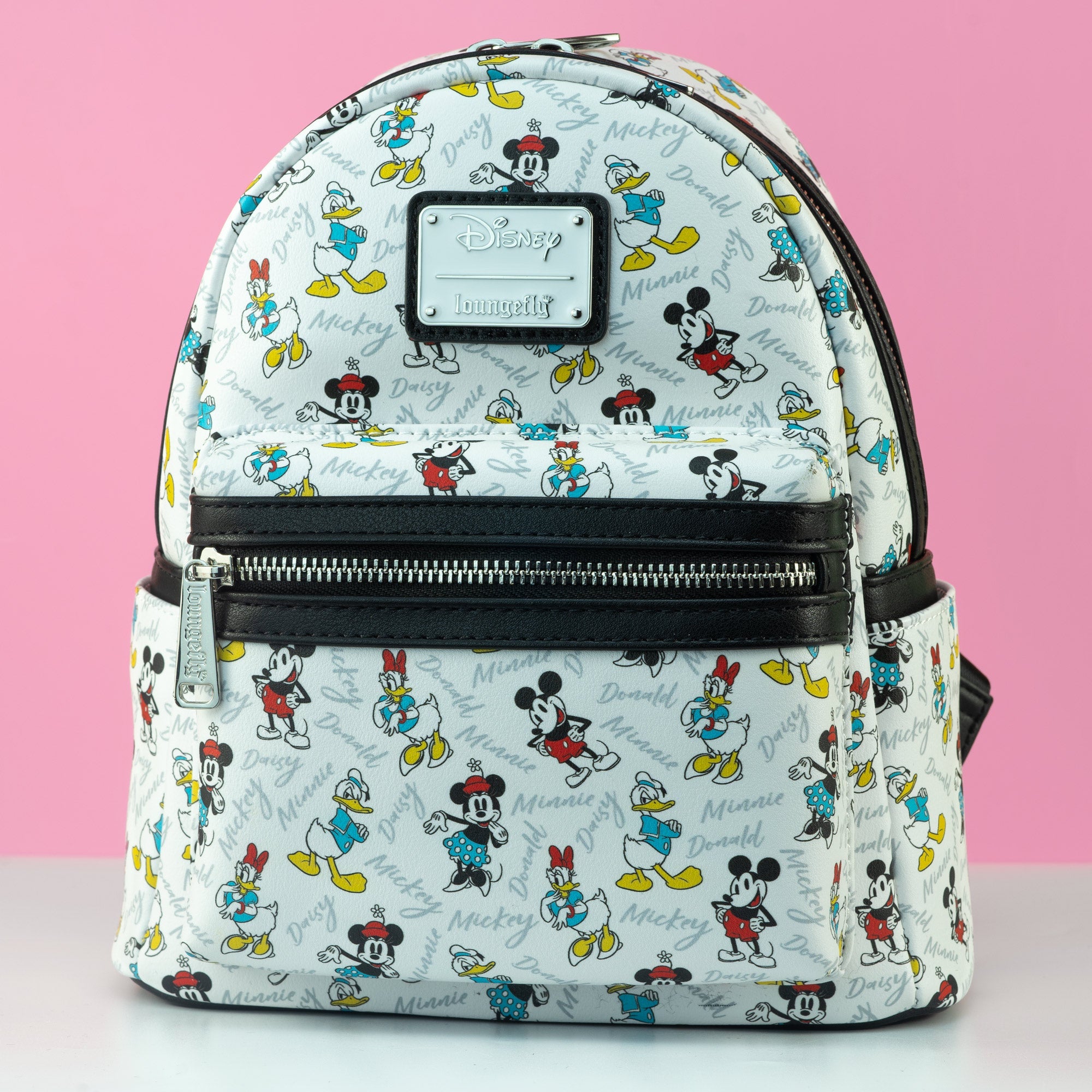 Loungefly x Disney Mickey, Minnie, Donald and Daisy AOP Mini Backpack - GeekCore