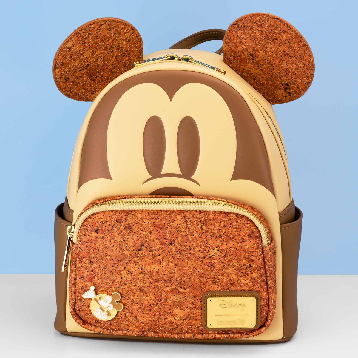 Loungefly x Disney Mickey Mouse Brown Cork Cosplay Pin Trader Mini Backpack - GeekCore