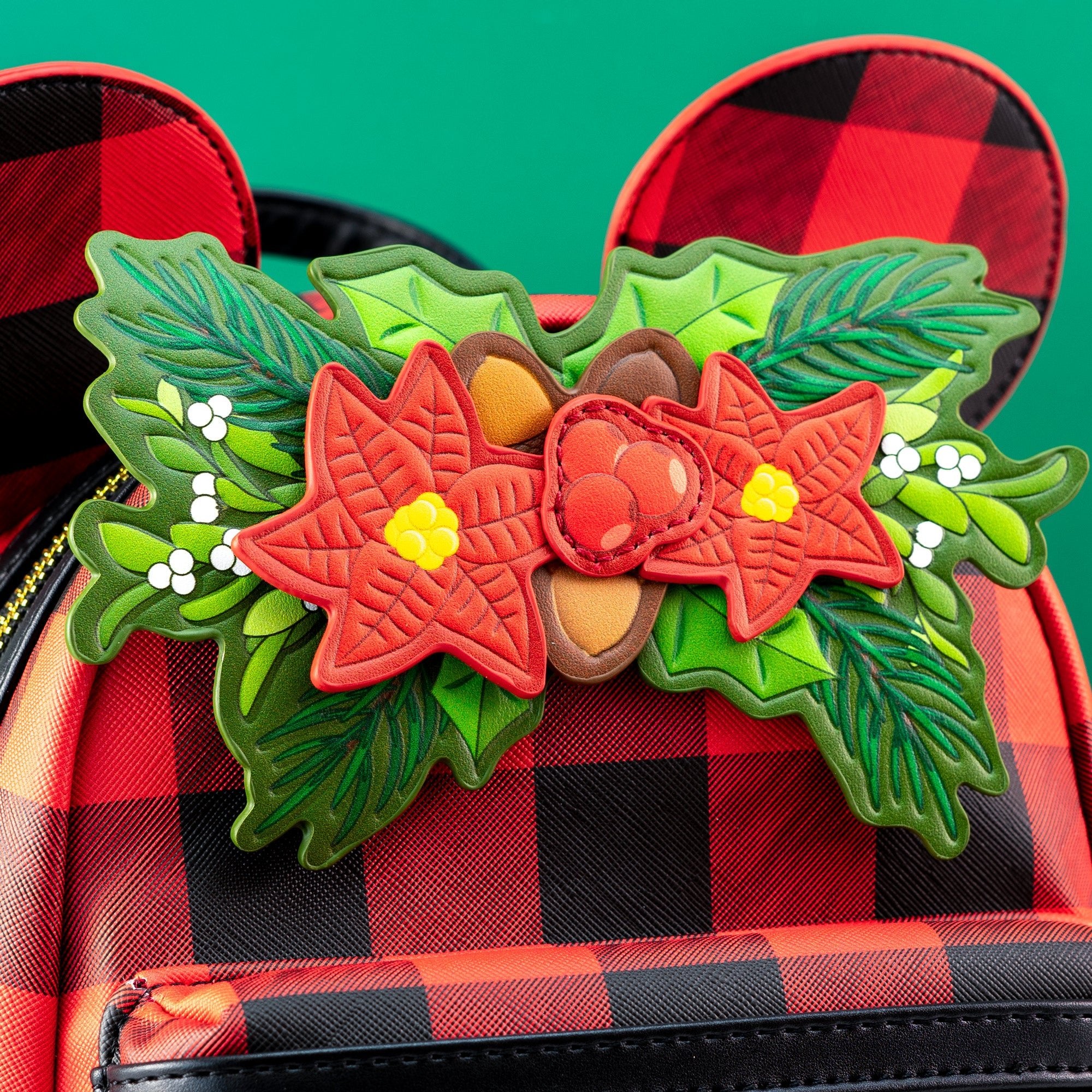 Loungefly x Disney Mickey Mouse Christmas Mistletoe Plaid Mini Backpack - GeekCore