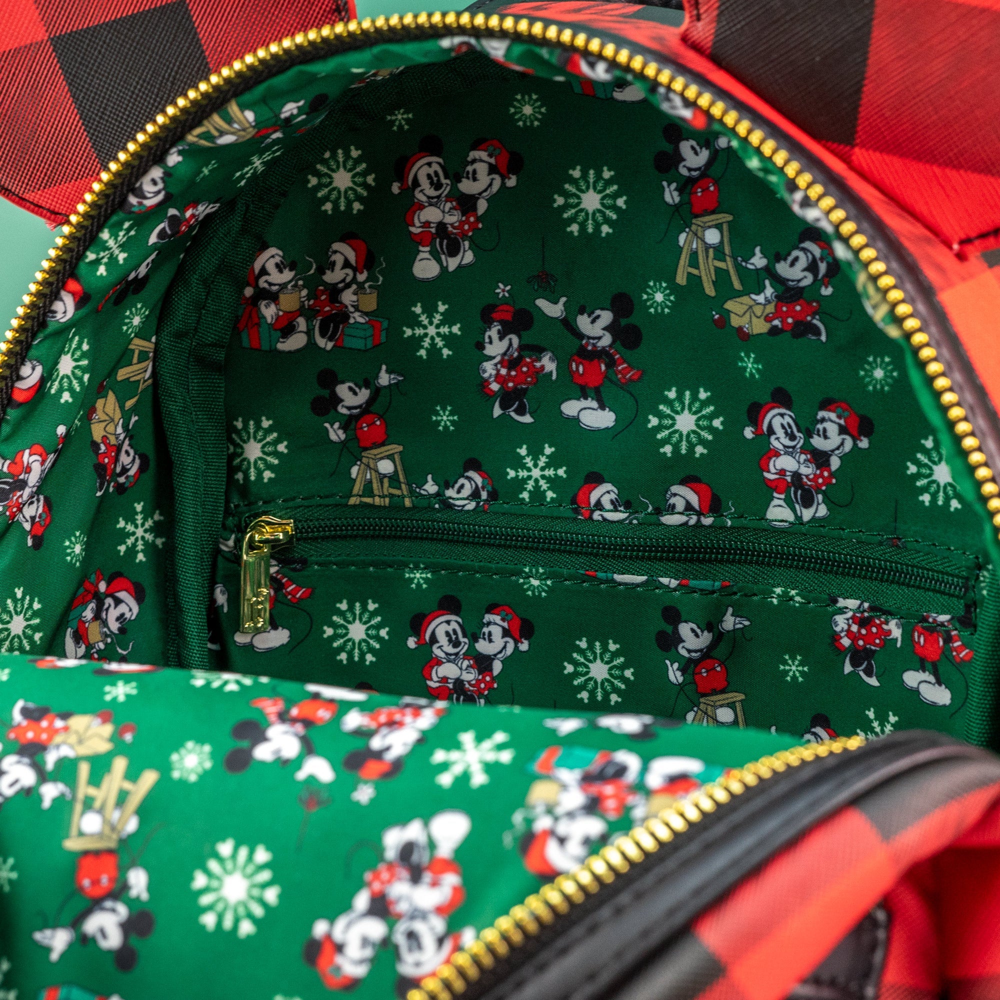 Loungefly x Disney Mickey Mouse Christmas Mistletoe Plaid Mini Backpack - GeekCore