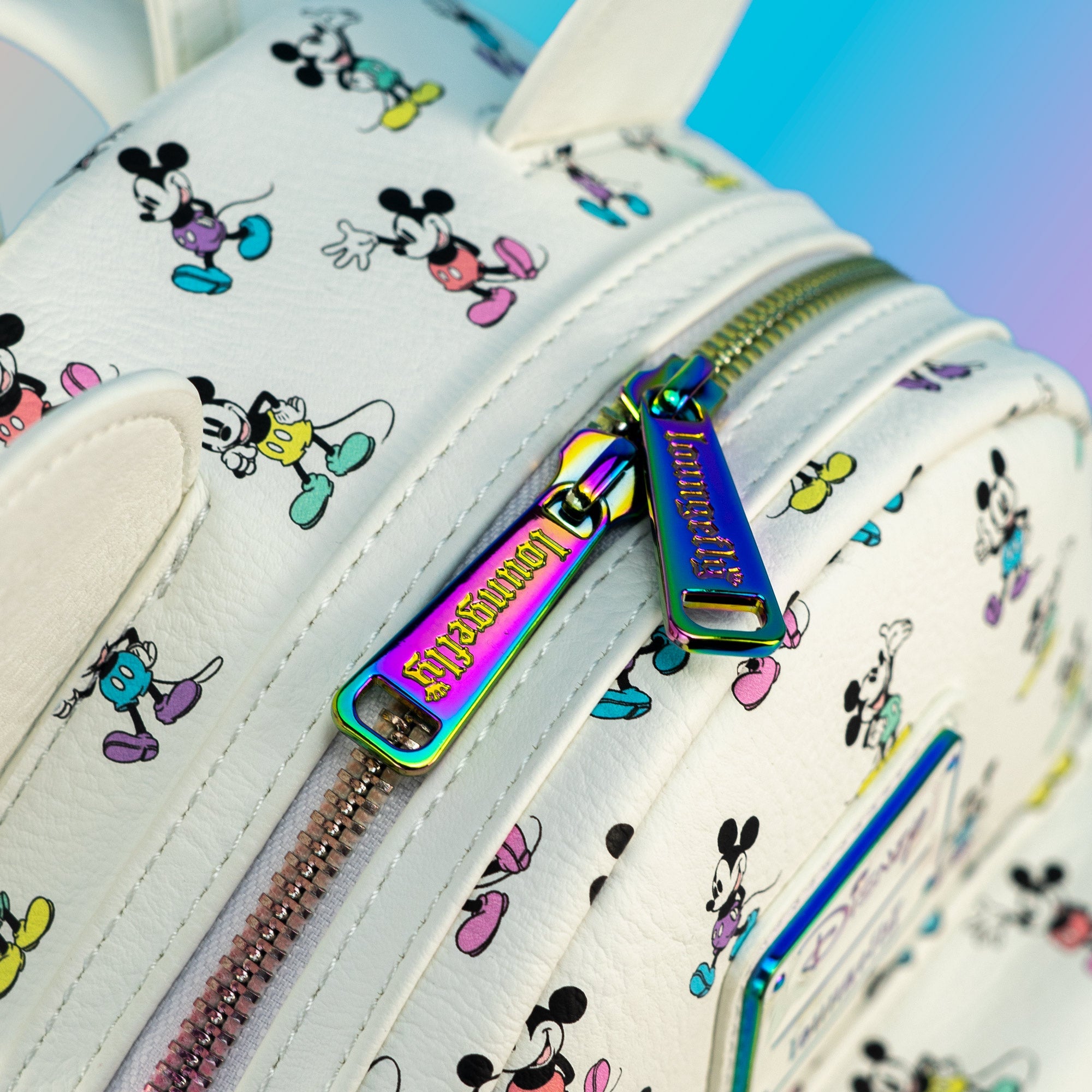 Loungefly x Disney Mickey Mouse Pastel Rainbow Poses Mini Backpack - GeekCore