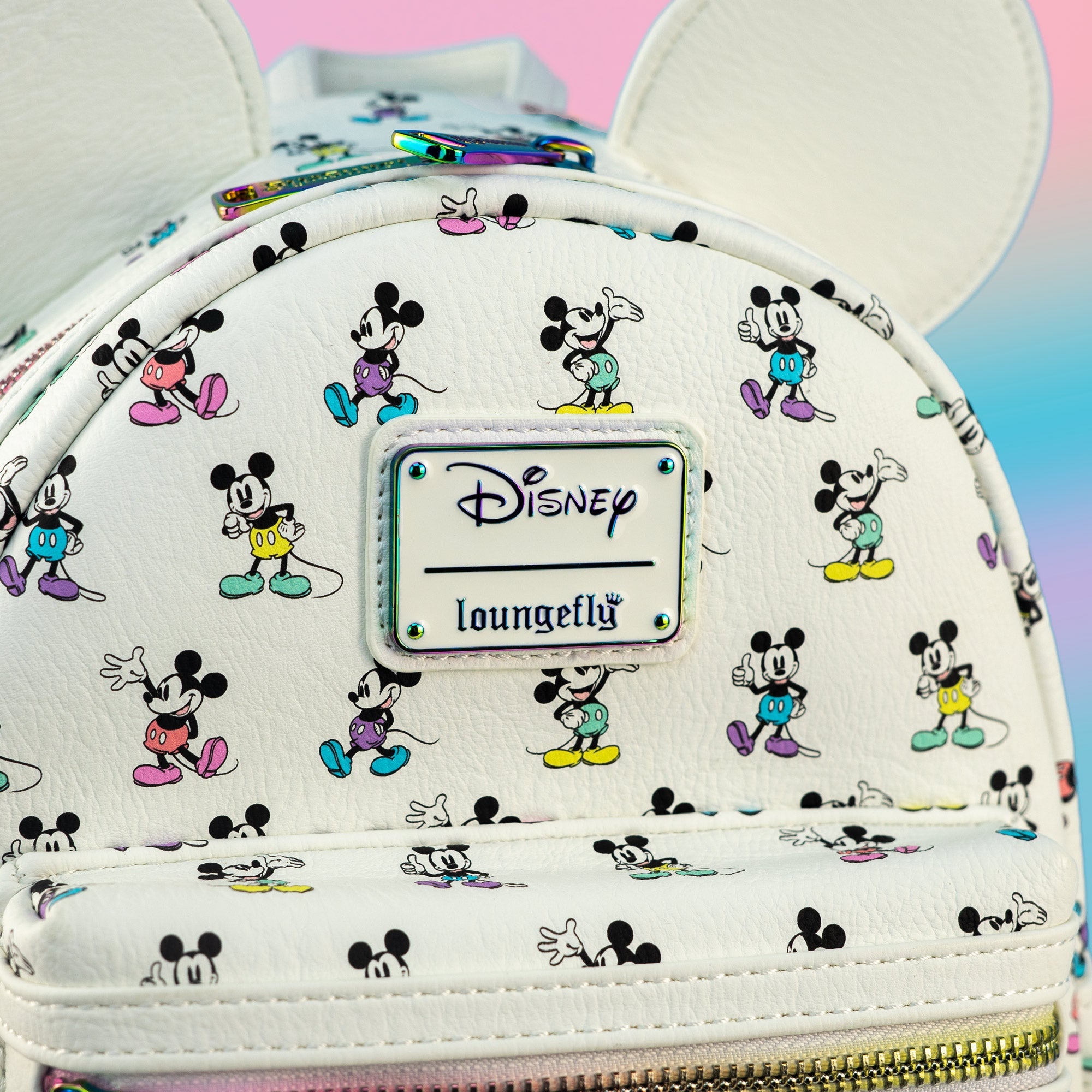 Loungefly x Disney Mickey Mouse Pastel Rainbow Poses Mini Backpack - GeekCore