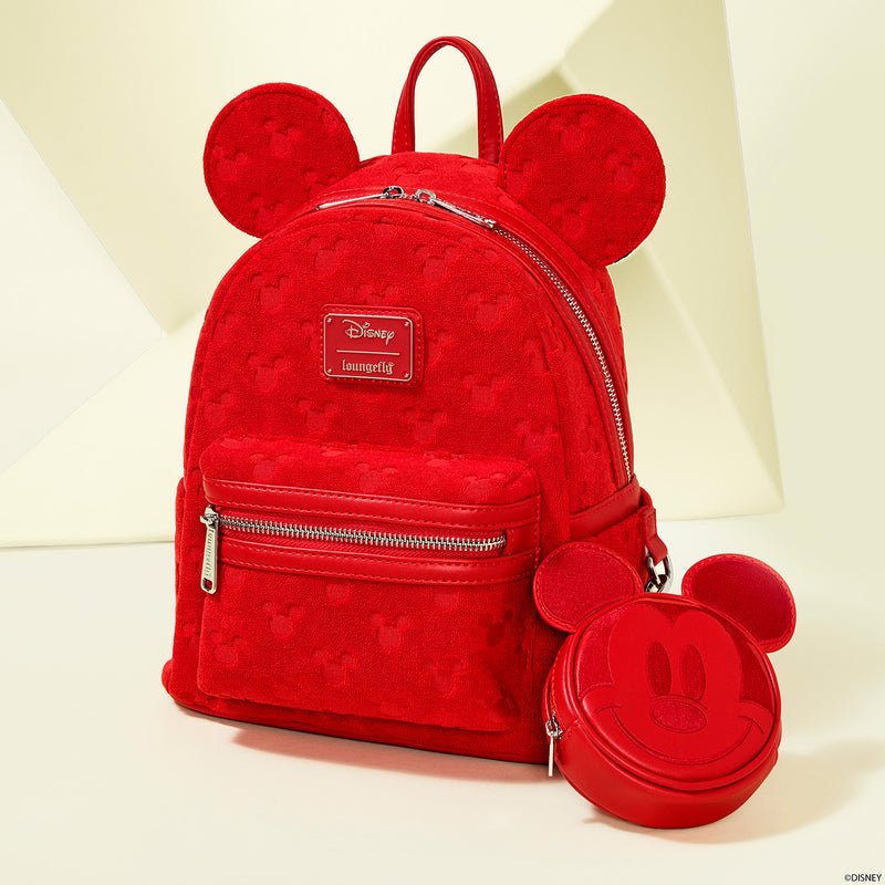 Loungefly x Disney Mickey Silhouette Burnout Red Mini Backpack - GeekCore