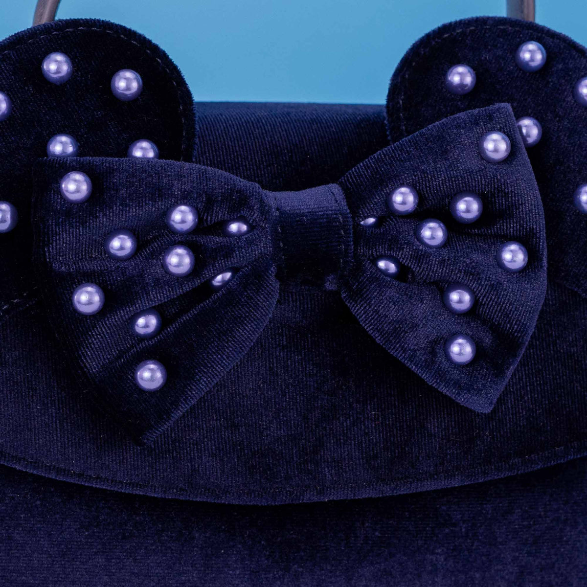 Loungefly x Disney Minnie Cosplay Navy Velvet with Pearls Handbag - GeekCore