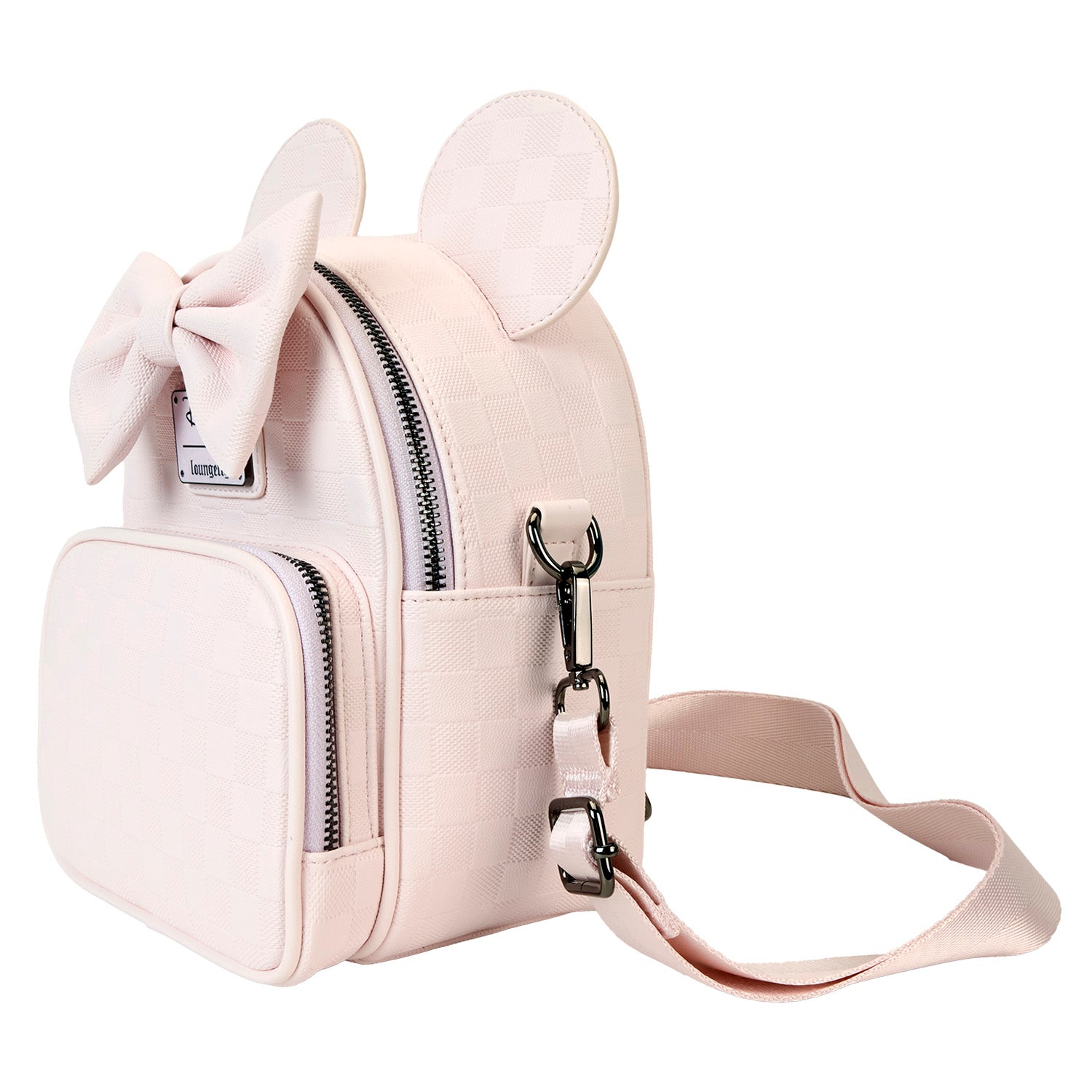 Loungefly x Disney Minnie Ear Pink Damier Convertible Crossbody - GeekCore