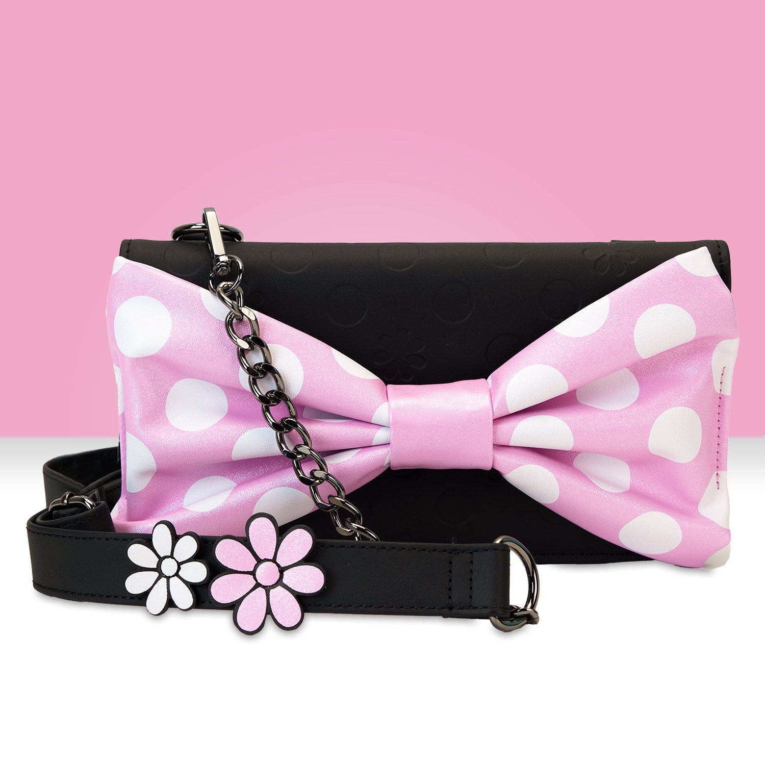 Loungefly x Disney Minnie Floral Rock the Dots Clutch Crossbody Bag - GeekCore