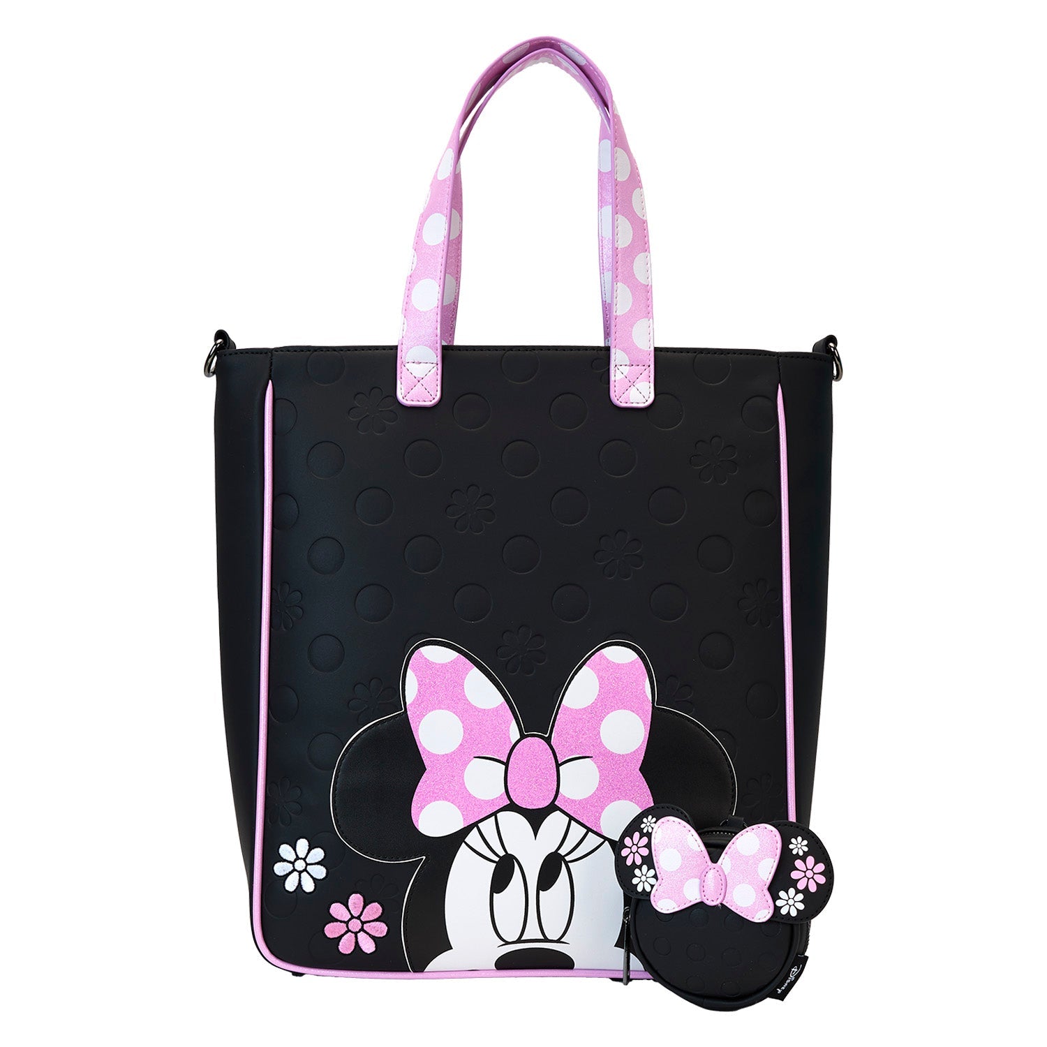 Loungefly x Disney Minnie Floral Rock the Dots Tote Bag with Coin Bag - GeekCore