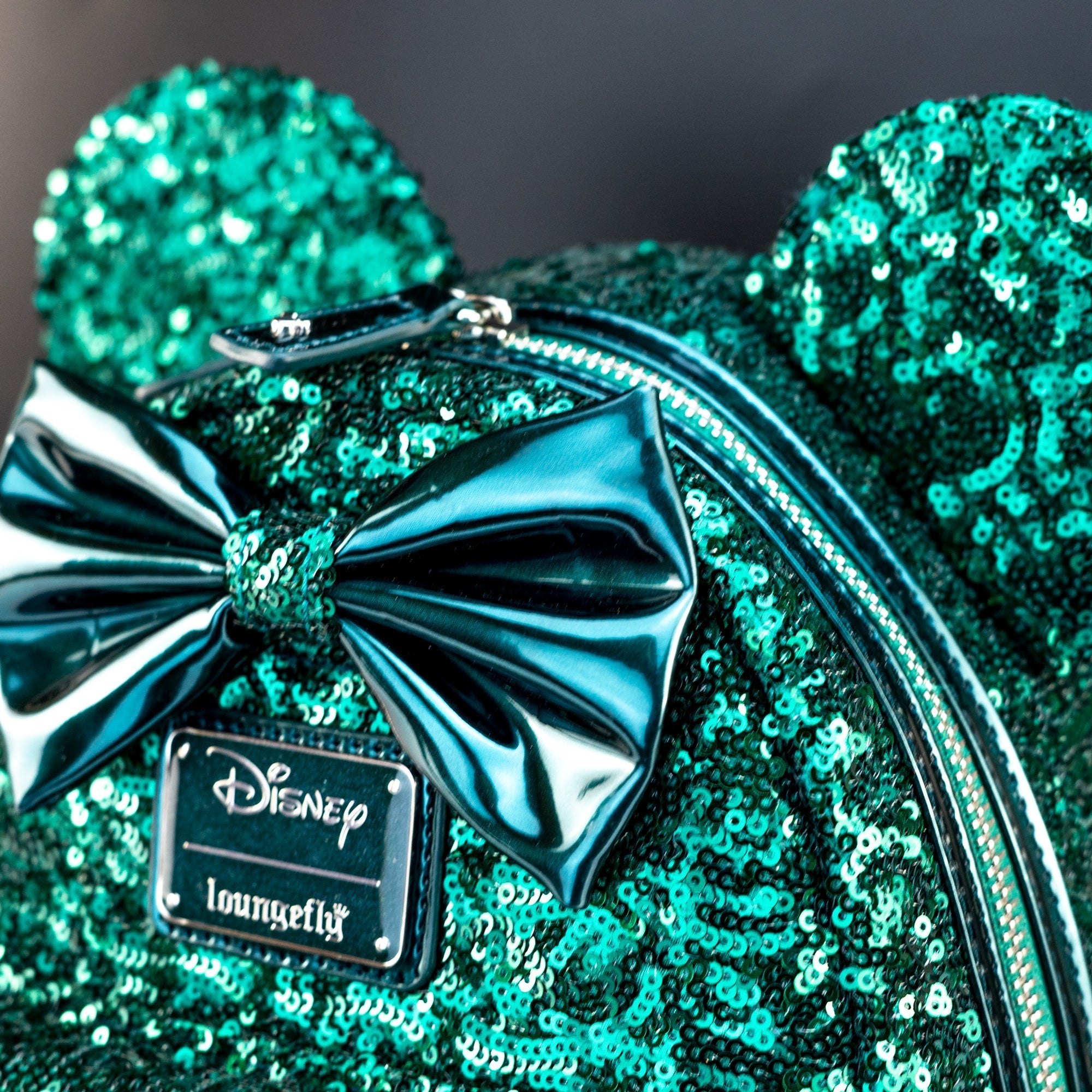 Loungefly x Disney Minnie Mouse Emerald Green Sequin Mini Backpack - GeekCore