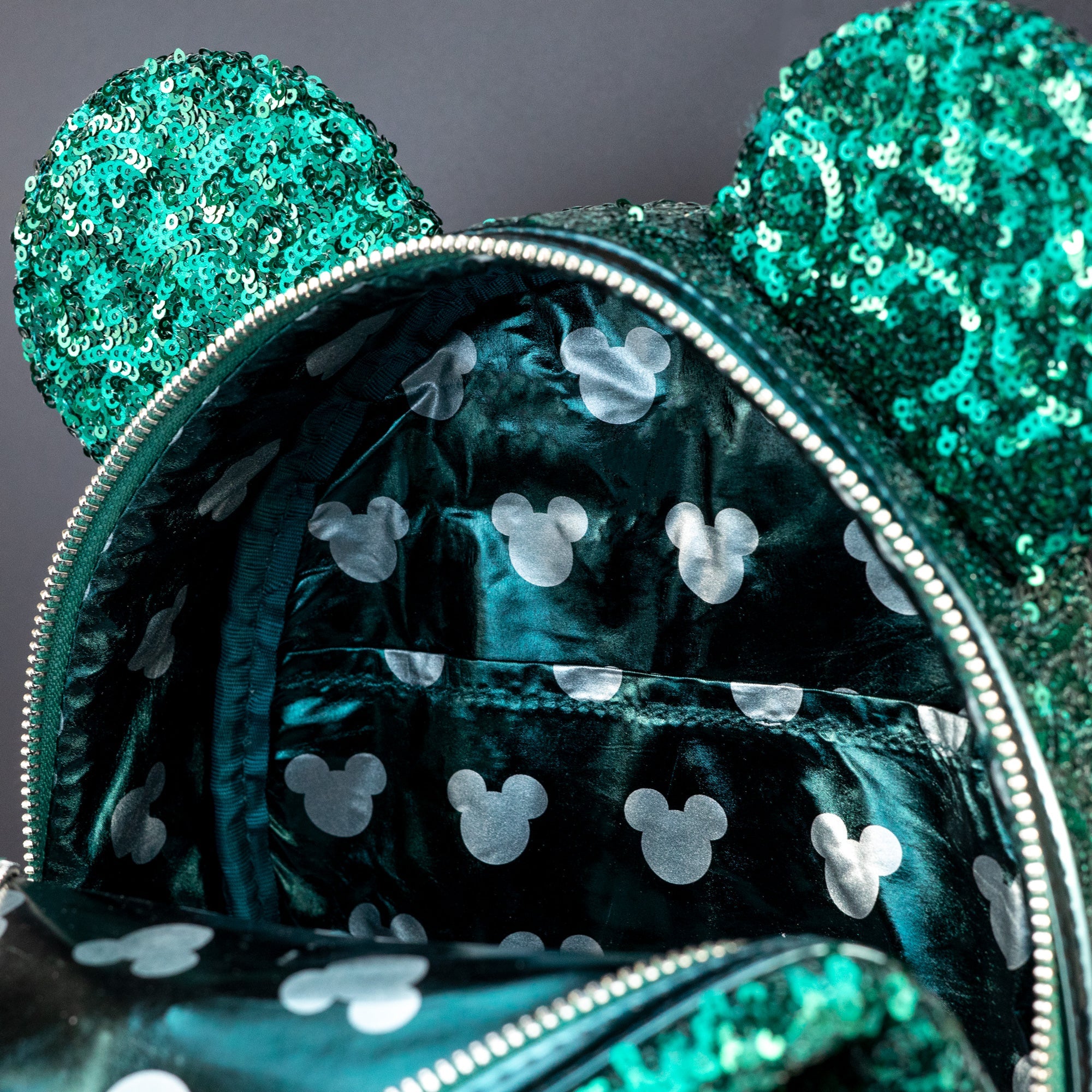 Loungefly x Disney Minnie Mouse Emerald Green Sequin Mini Backpack - GeekCore