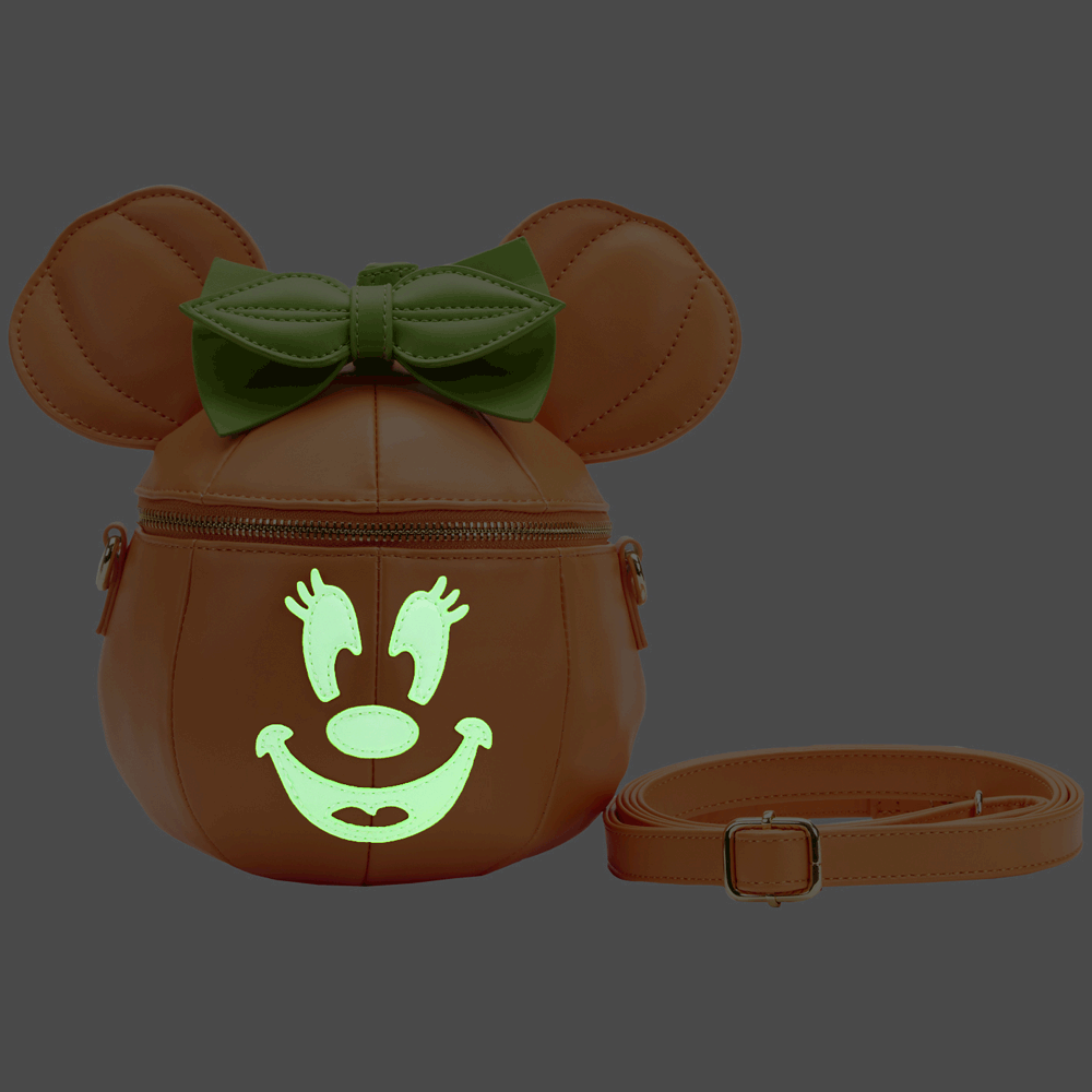 Loungefly x Disney Minnie Mouse Glow in the Dark Pumpkin Crossbody Bag - GeekCore
