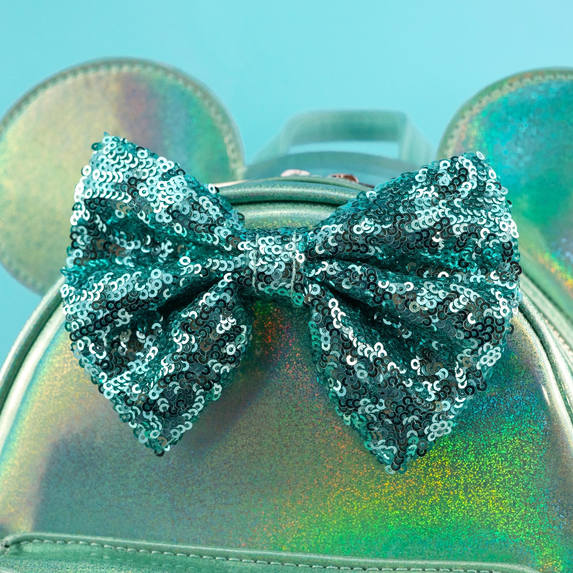 Loungefly x Disney Minnie Mouse Holographic Jade Sequin Mini Backpack - GeekCore