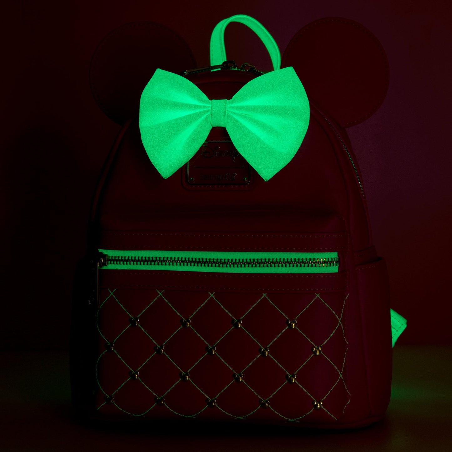 Loungefly x Disney Minnie Mouse Hot - Pink ‘Glowberry’ Quilted Mini Backpack - GeekCore