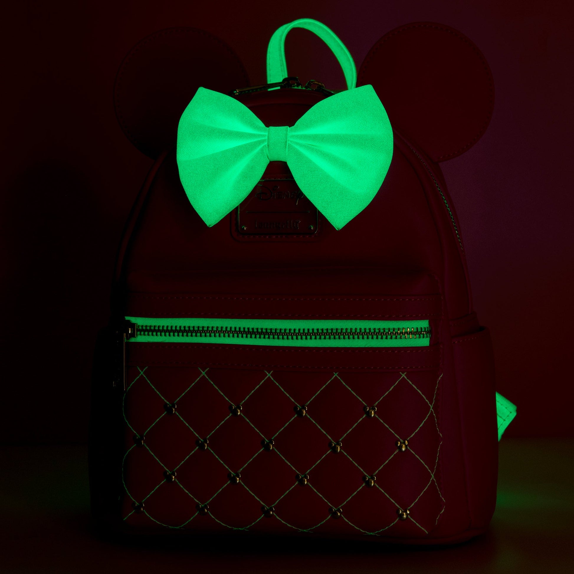 Loungefly x Disney Minnie Mouse Hot - Pink ‘Glowberry’ Quilted Mini Backpack - GeekCore