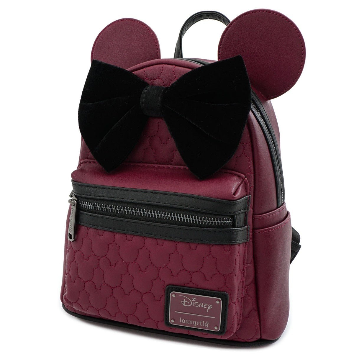 Loungefly X Disney Minnie Mouse Maroon Quilted Mini Backpack - GeekCore