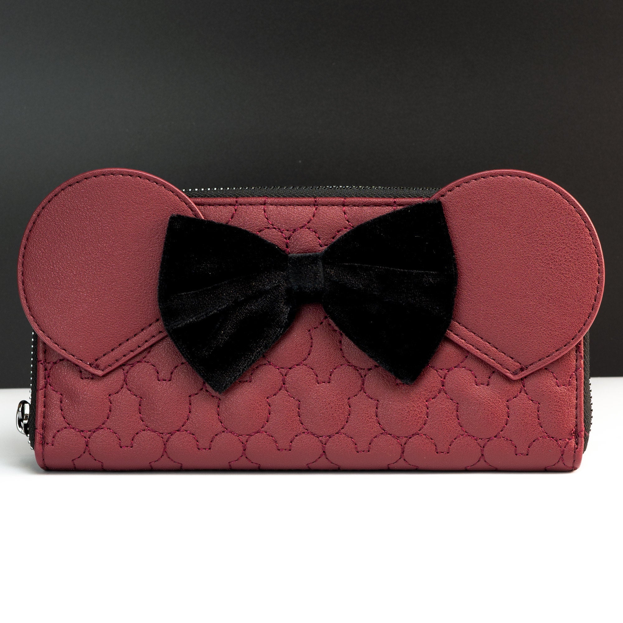 Loungefly X Disney Minnie Mouse Maroon Quilted Zip Around Purse - GeekCore