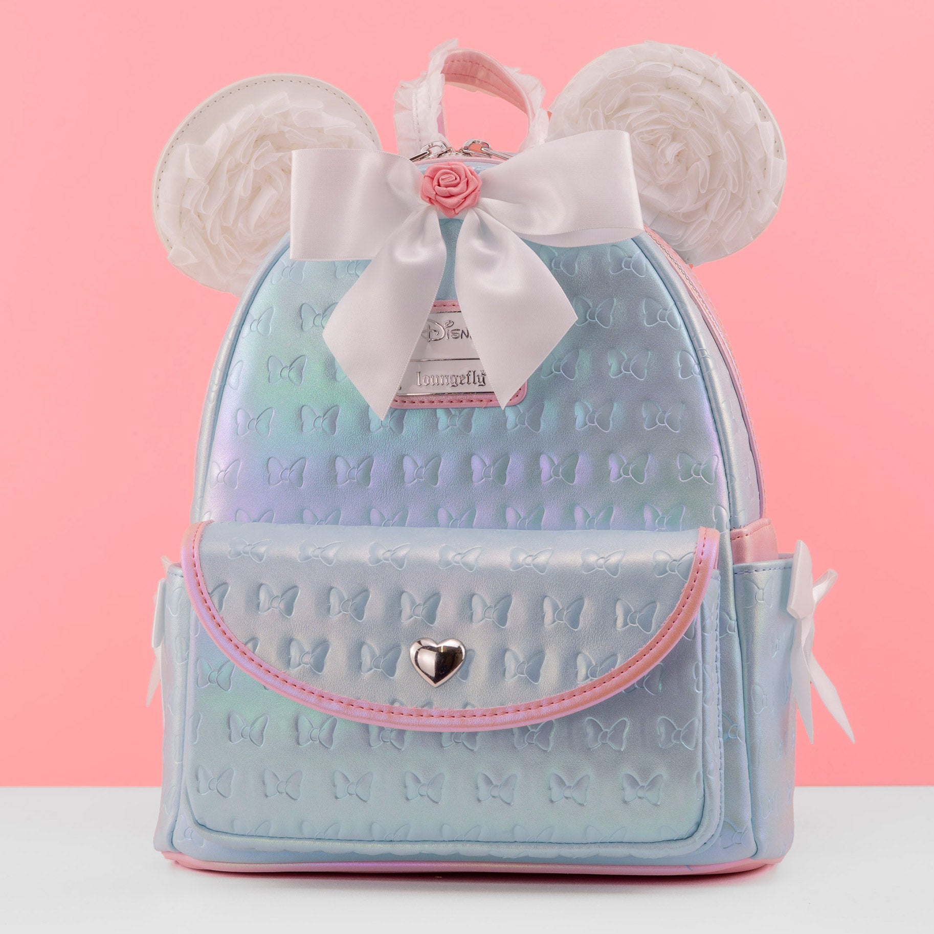 Loungefly x Disney Minnie Mouse Pearlescent Blue Bows Mini Backpack - GeekCore