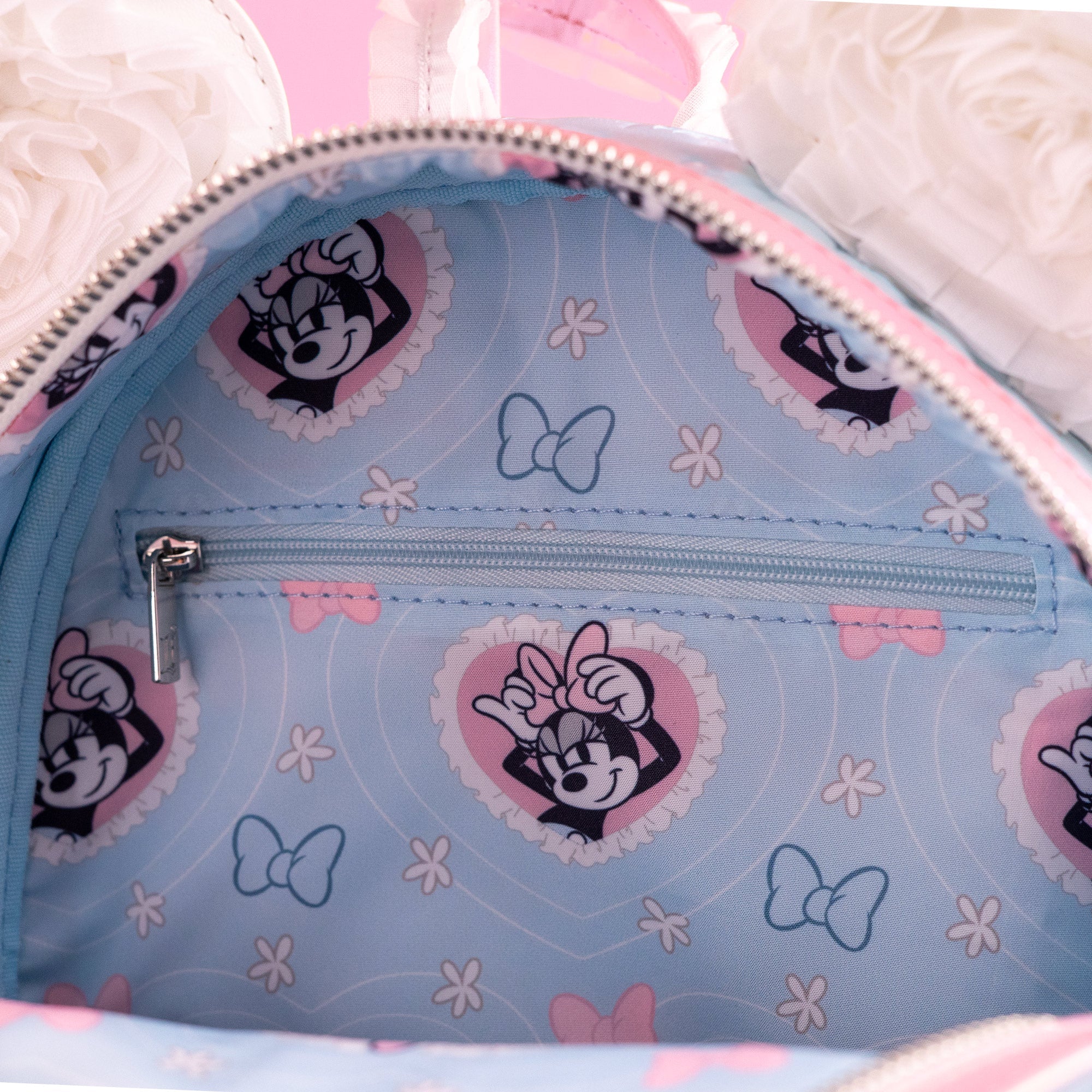 Loungefly x Disney Minnie Mouse Pearlescent Blue Bows Mini Backpack - GeekCore