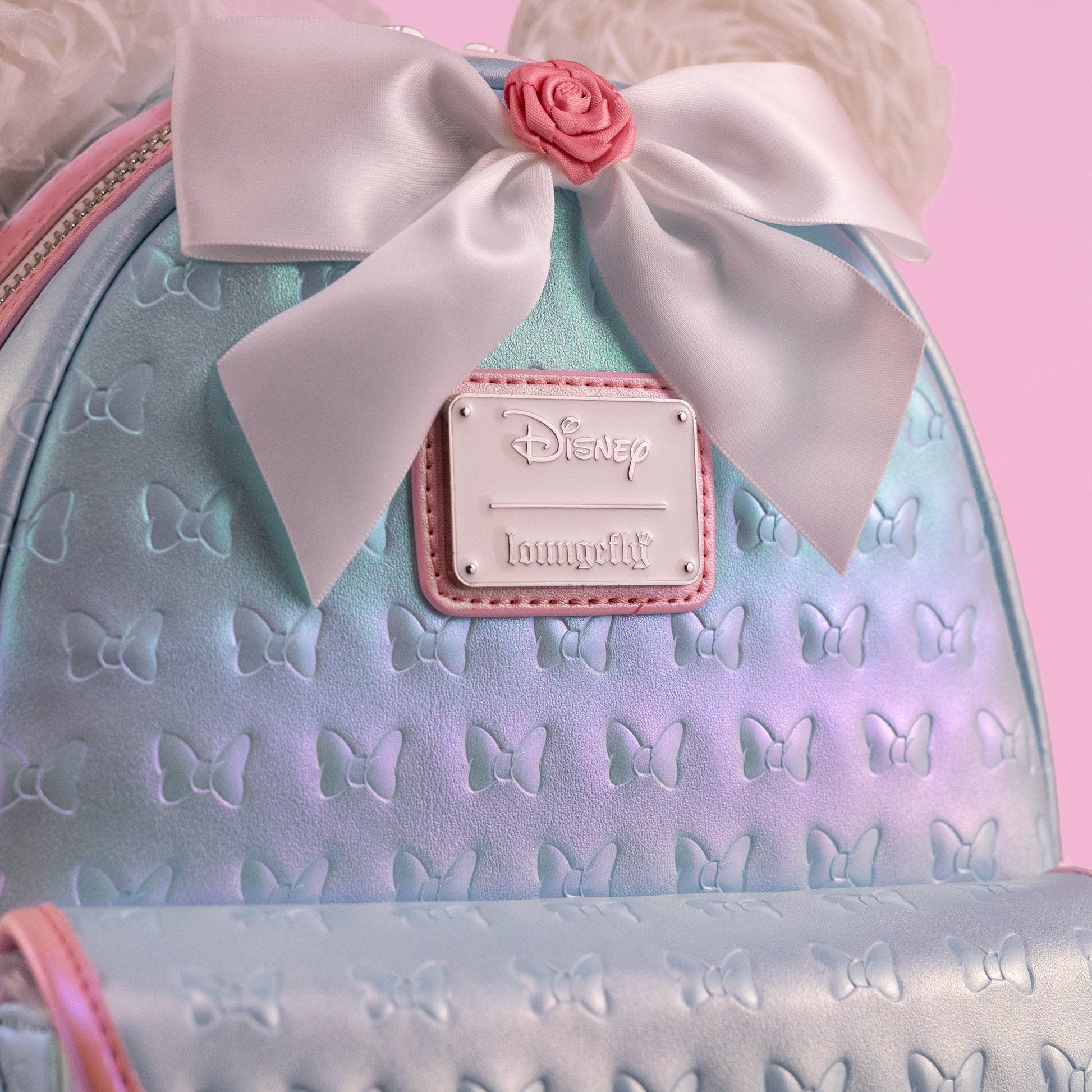 Loungefly x Disney Minnie Mouse Pearlescent Blue Bows Mini Backpack - GeekCore