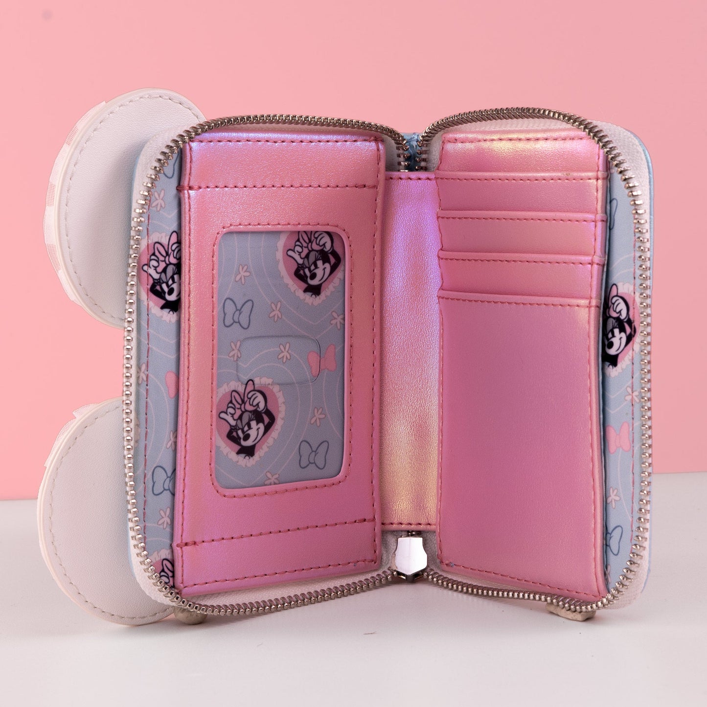 Loungefly x Disney Minnie Mouse Pearlescent Blue Bows Wallet - GeekCore