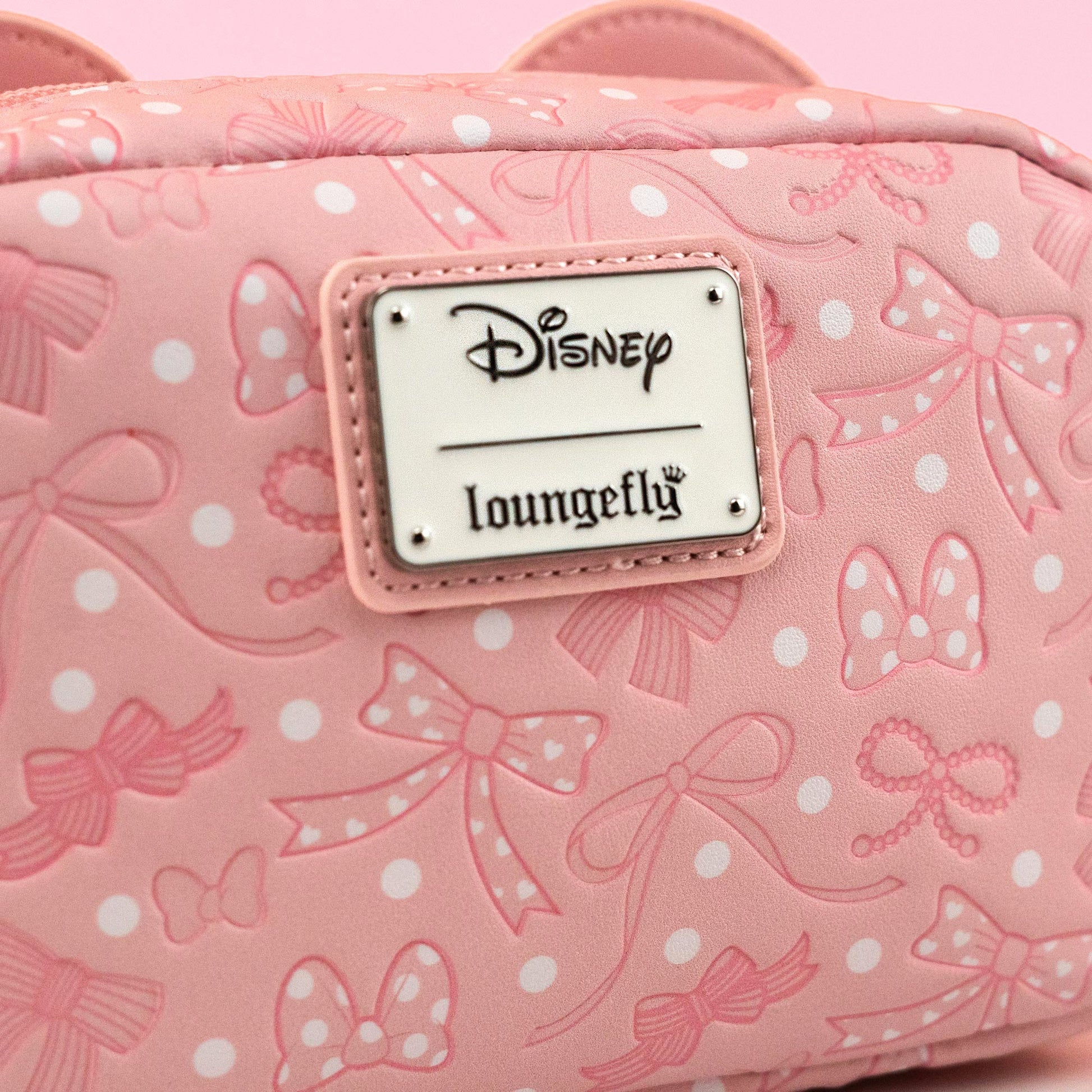 Loungefly x Disney Minnie Mouse Pink Debossed Bows Cosmetic Bag - GeekCore