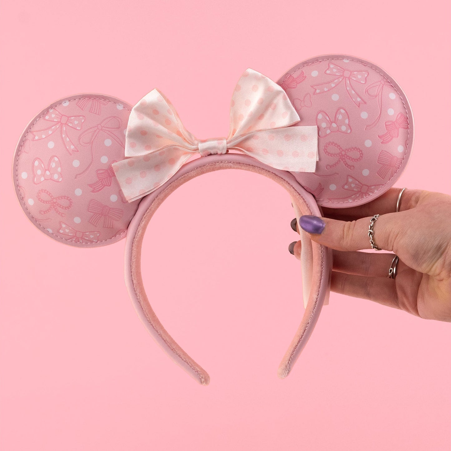 Loungefly x Disney Minnie Mouse Pink Debossed Bows Headband - GeekCore