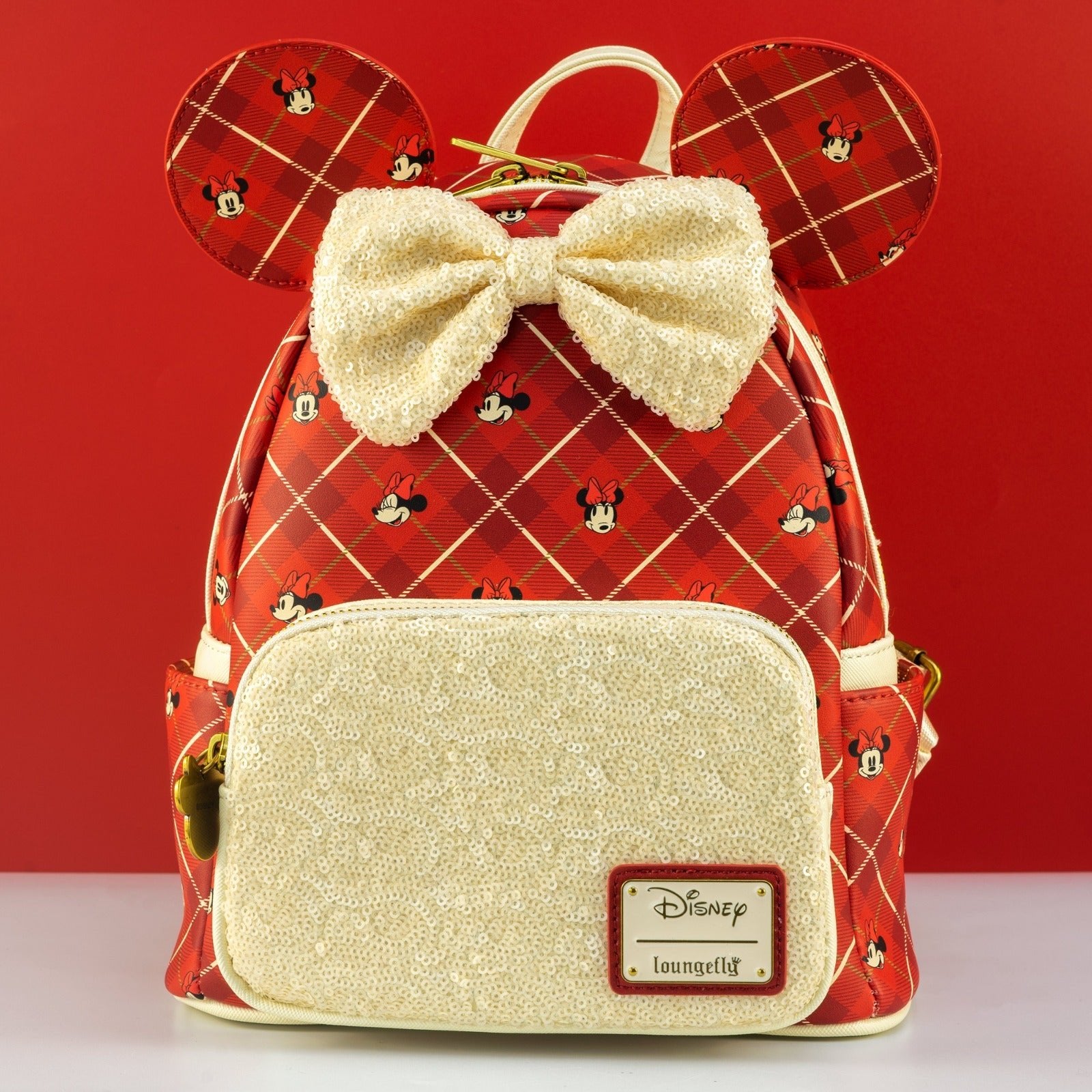 Loungefly x Disney Minnie Mouse Plaid Sequin Mini Backpack - GeekCore