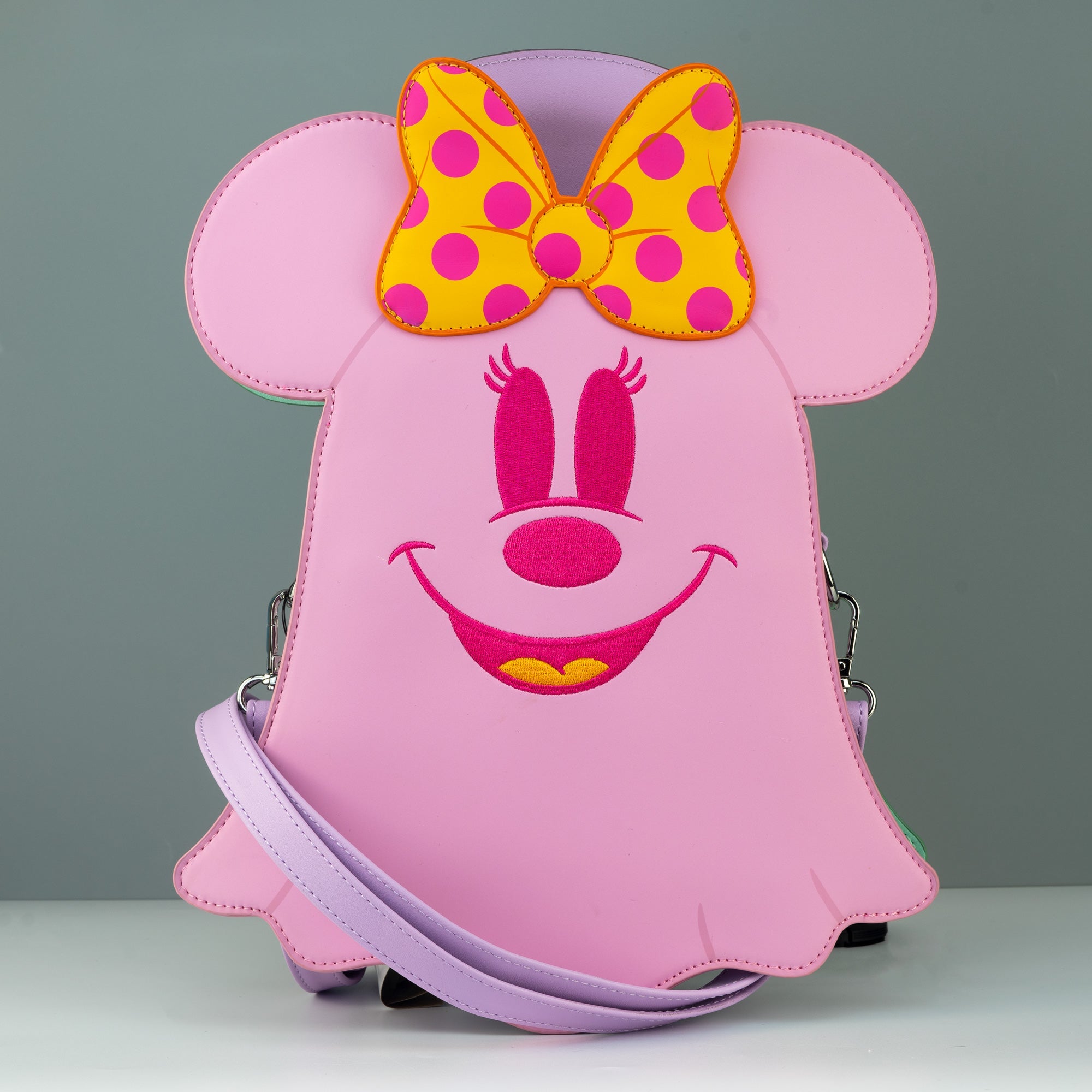 Loungefly x Disney Pastel Ghost Minnie and Mickey Glow in the Dark Double Sided Crossbody - GeekCore