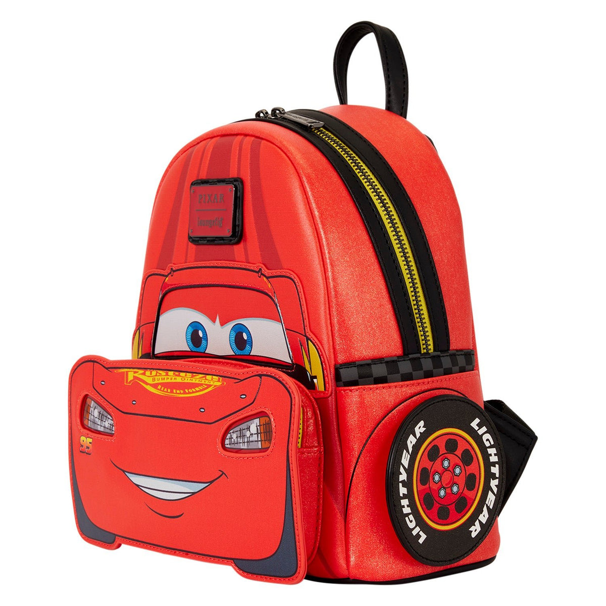 Loungefly x Disney Pixar Cars 20th Anniversary Lightning McQueen Metallic Light-Up Mini Backpack - GeekCore
