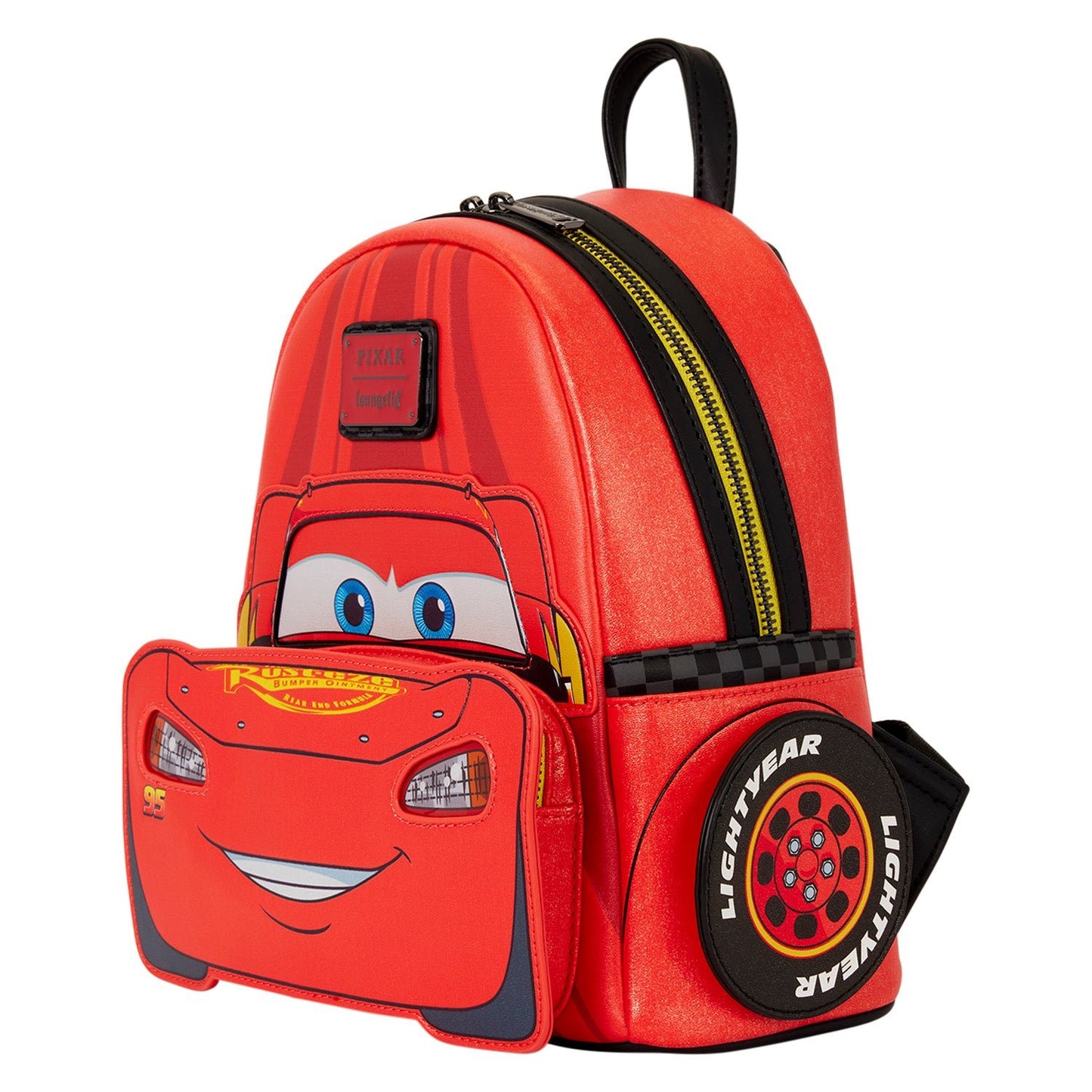 Loungefly x Disney Pixar Cars 20th Anniversary Lightning McQueen Metallic Light-Up Mini Backpack - GeekCore