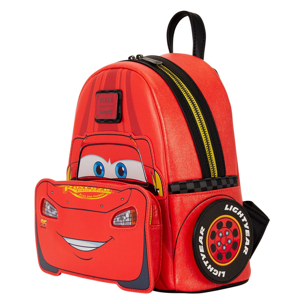 Loungefly x Disney Pixar Cars 20th Anniversary Lightning McQueen Metallic Light-Up Mini Backpack - GeekCore