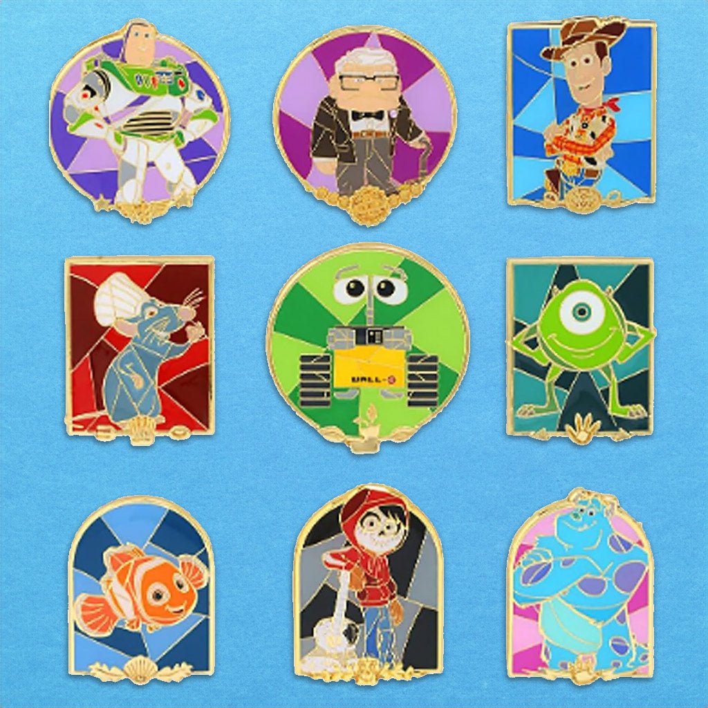Loungefly x Disney Pixar Character Stain Glass Blind Box Mystery Pin - GeekCore