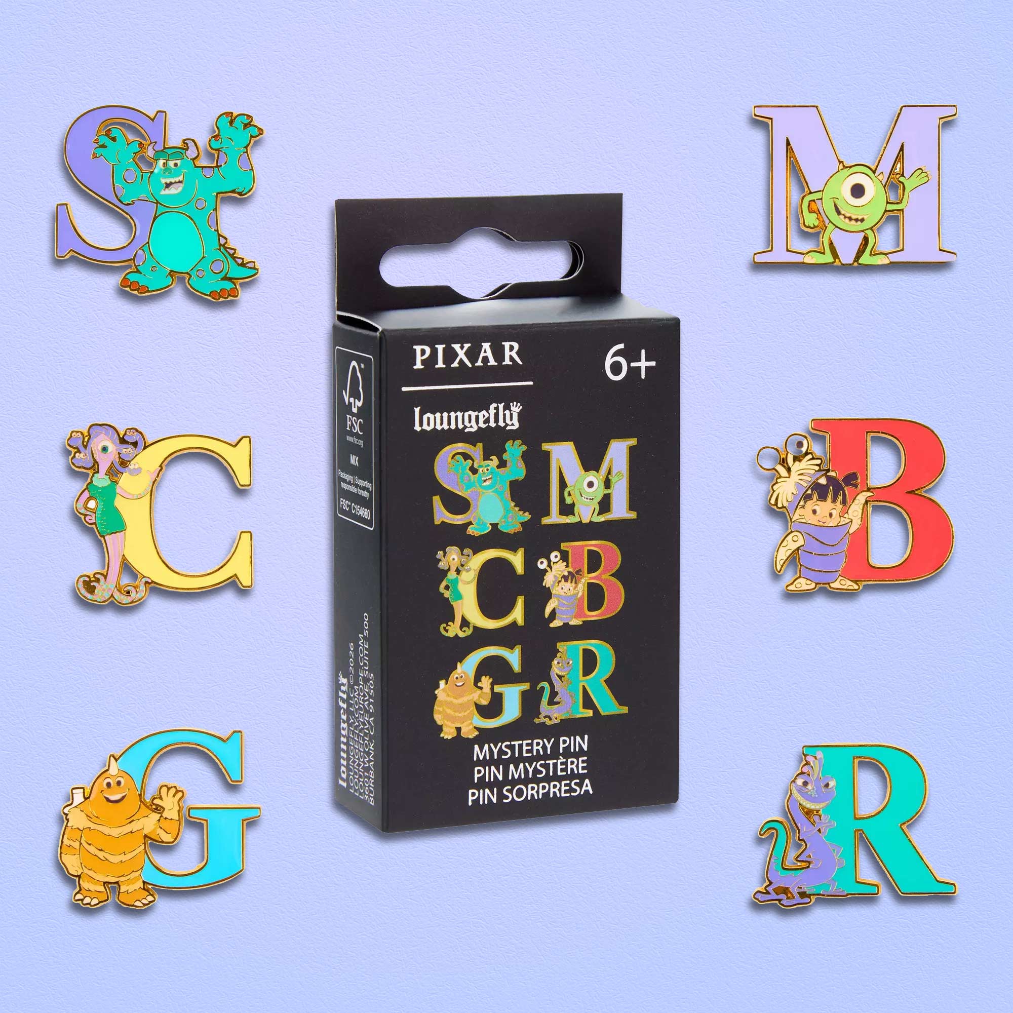 Loungefly x Disney Pixar Monster Inc Letters Blind Box Mystery Pin - GeekCore