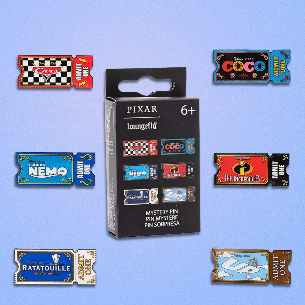 Loungefly x Disney Pixar Movie Ticket Stubs Blind Box Mystery Pin - GeekCore